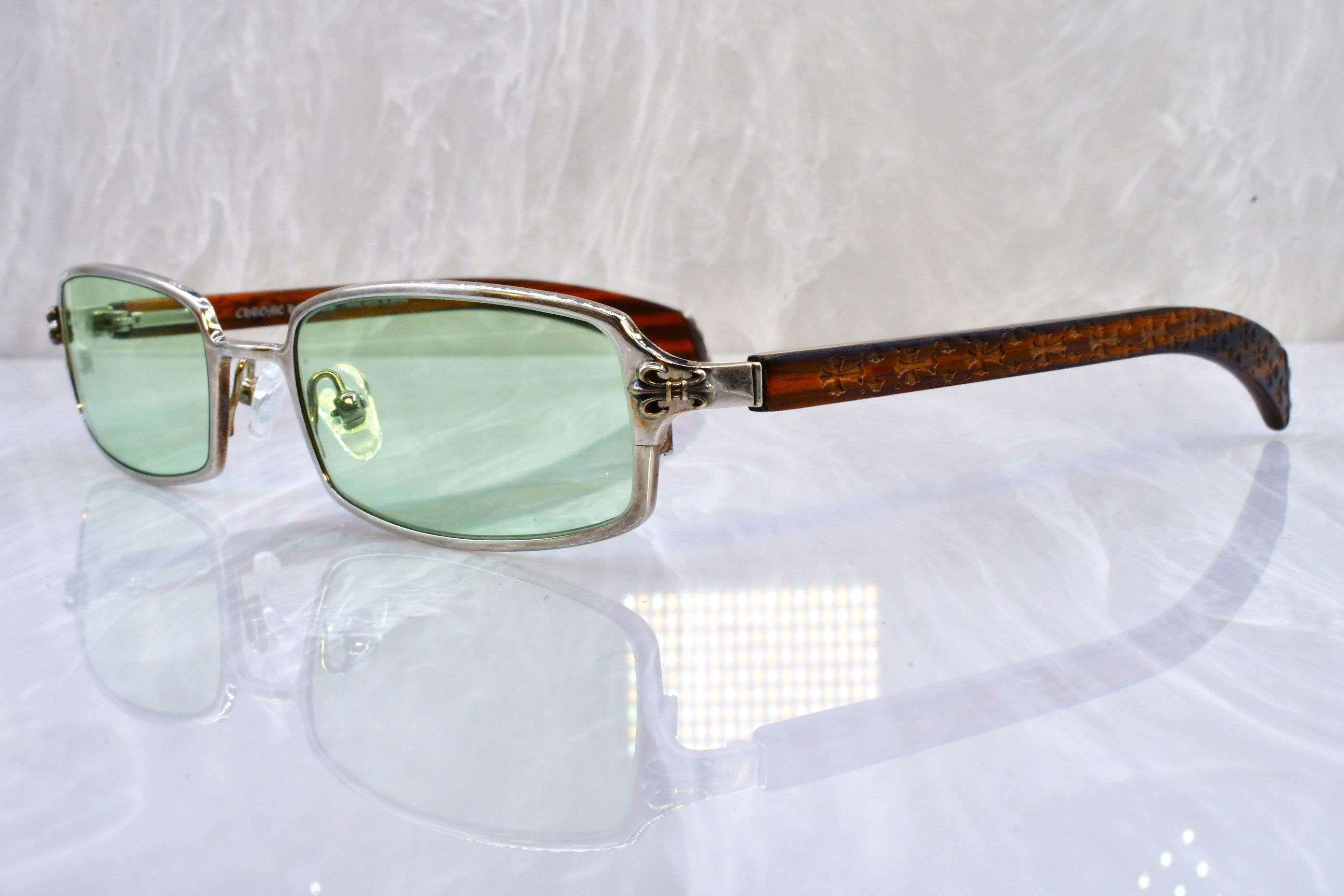 Chrome Hearts Chrome Hearts Web Rare vintage sunglasses 55/15 wood Size ONE SIZE - 7 Thumbnail