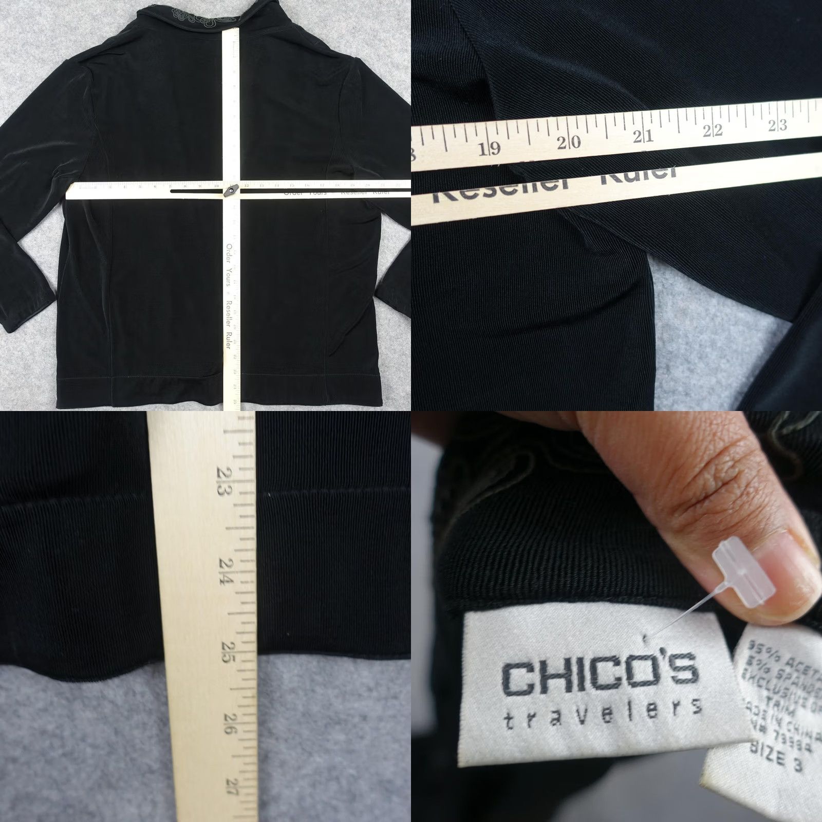 Vintage VINTAGE Chico's Travelers Jacket Womens Size 3 Black Embroidered Paisley Floral Mid-Length Knit Blazer Jacket Womens Size XS / US 0-2 / IT 36-38 - 8 Thumbnail