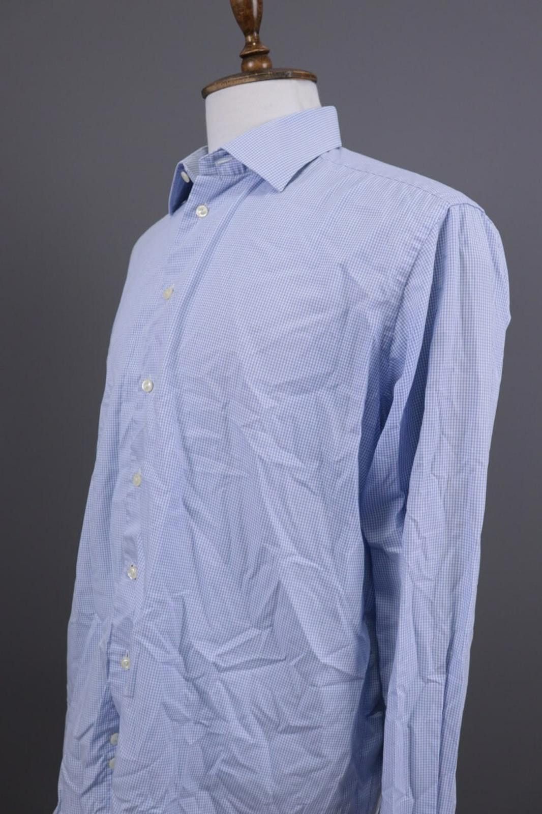 Eton Eton Contemporary Blue Check Dress Shirt Size 45 / 17 Size US M / EU 48-50 / 2 - 8 Thumbnail