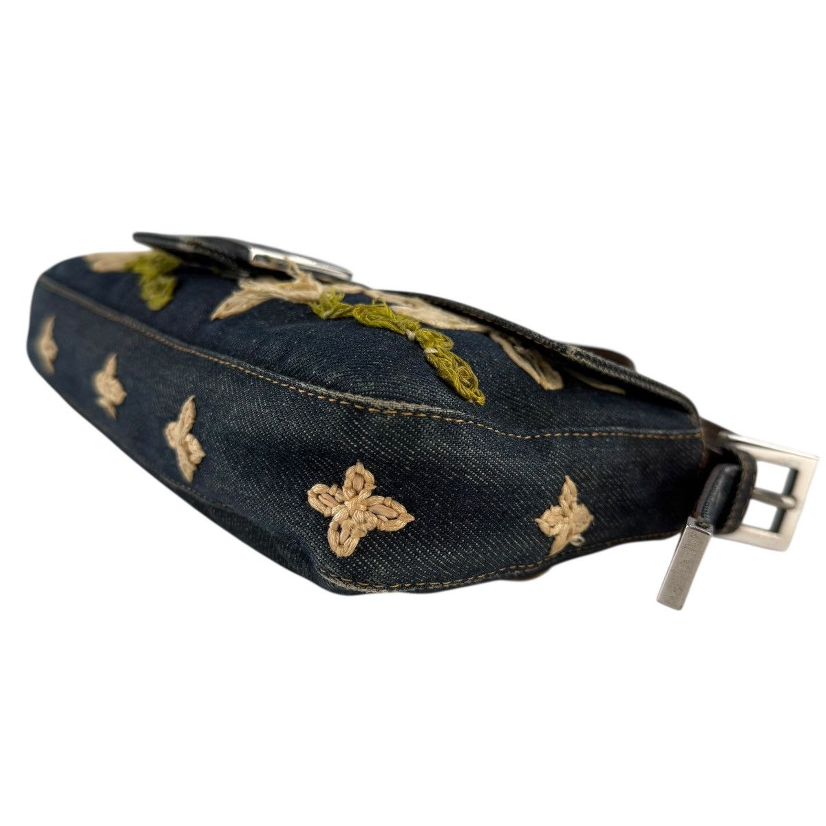 Fendi Fendi Embroidered Flowers Denim Baguette Shoulder Bag Size ONE SIZE - 10 Thumbnail