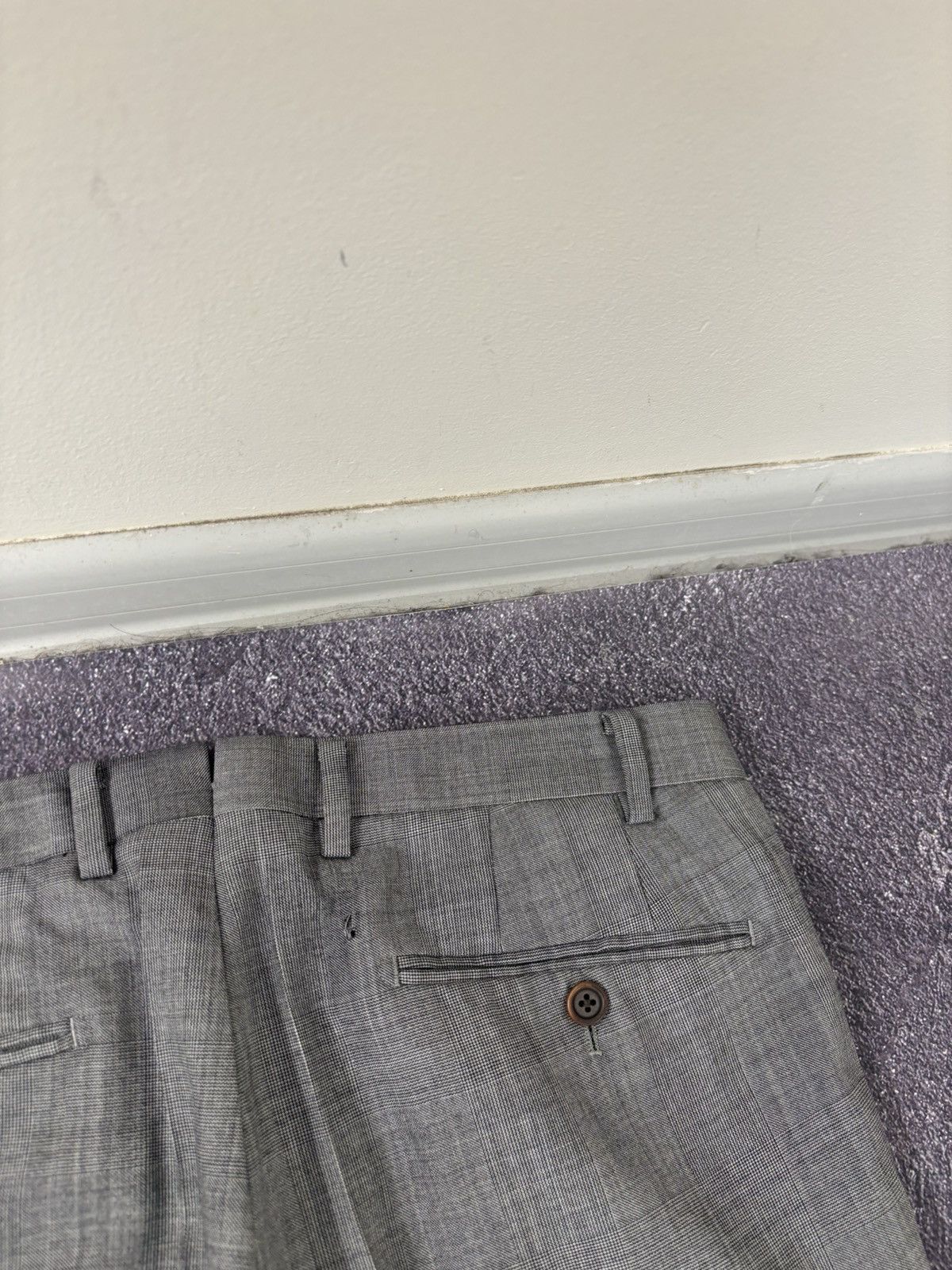Suitsupply Suitsupply Lazio Men’s Glen Check Gray Wool Dress Pants Size US 32 / EU 48 - 15 Thumbnail