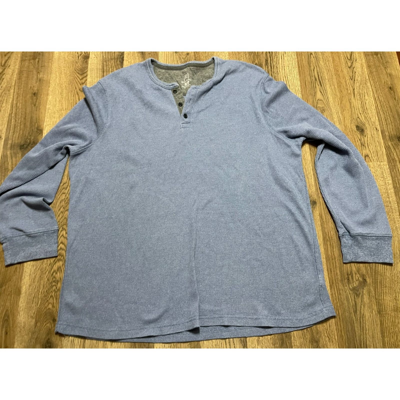 George George Men's 2XL Blue Long Sleeve Henley Shirt Size XXL / US 16-18 / IT 52-54 - 2 Thumbnail