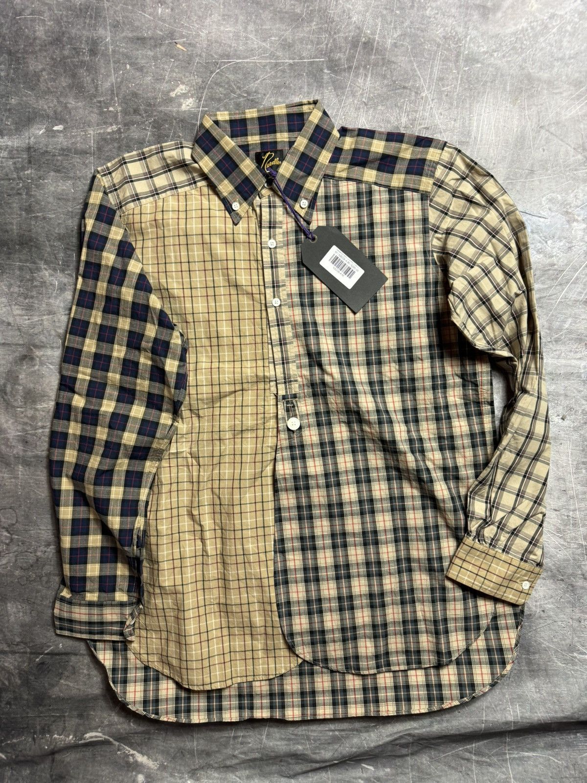 image of Needles Patchwork Plaid Button Shirt, Men's (Size Medium)