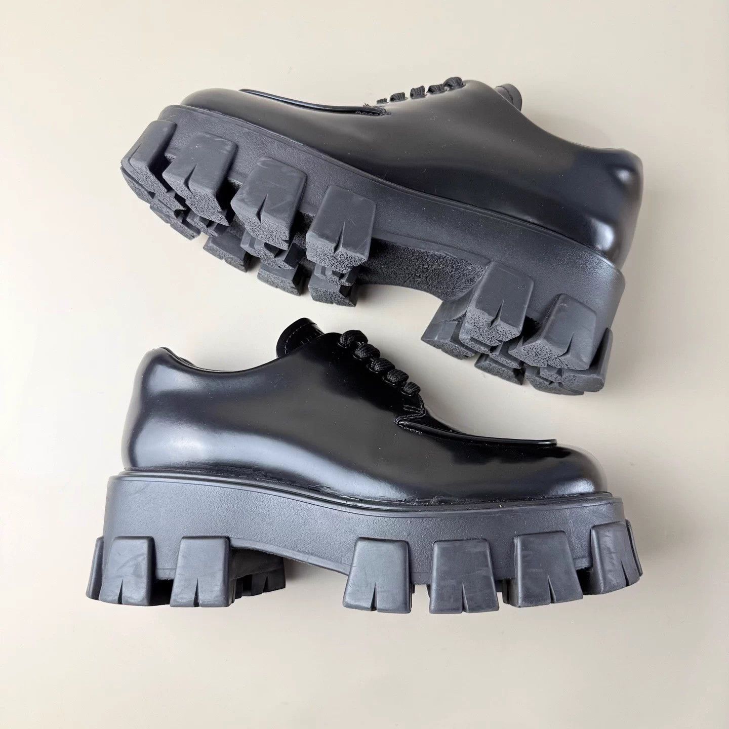 Prada Prada black thick cleated sole shoes eur 37 99 new Size US 6 / IT 36 - 5 Thumbnail