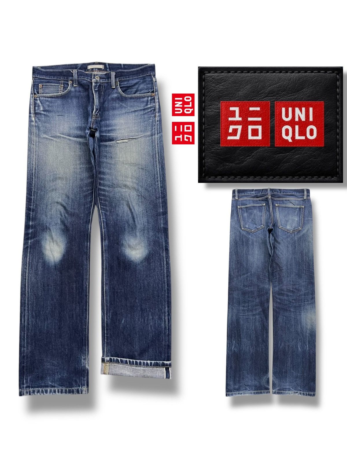Uniqlo Vintage Uniqlo Selvedge Denim Japan - Faded Wash, Distressed Size US 34 / EU 50 - 1 Thumbnail