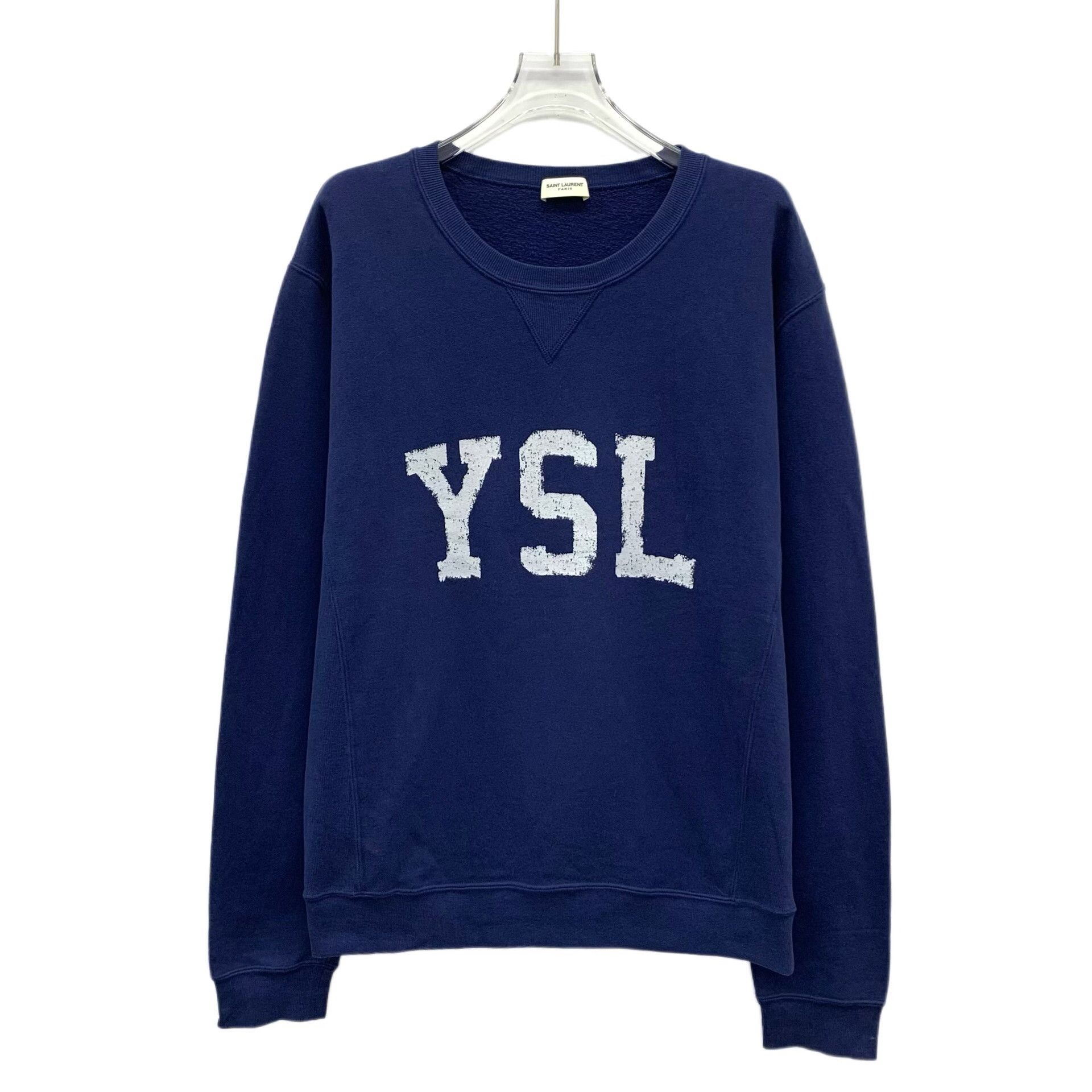 Saint Laurent Paris YSL Dark Blue Logo Print Sweatshirt Size US L / EU 52-54 / 3 - 1 Thumbnail