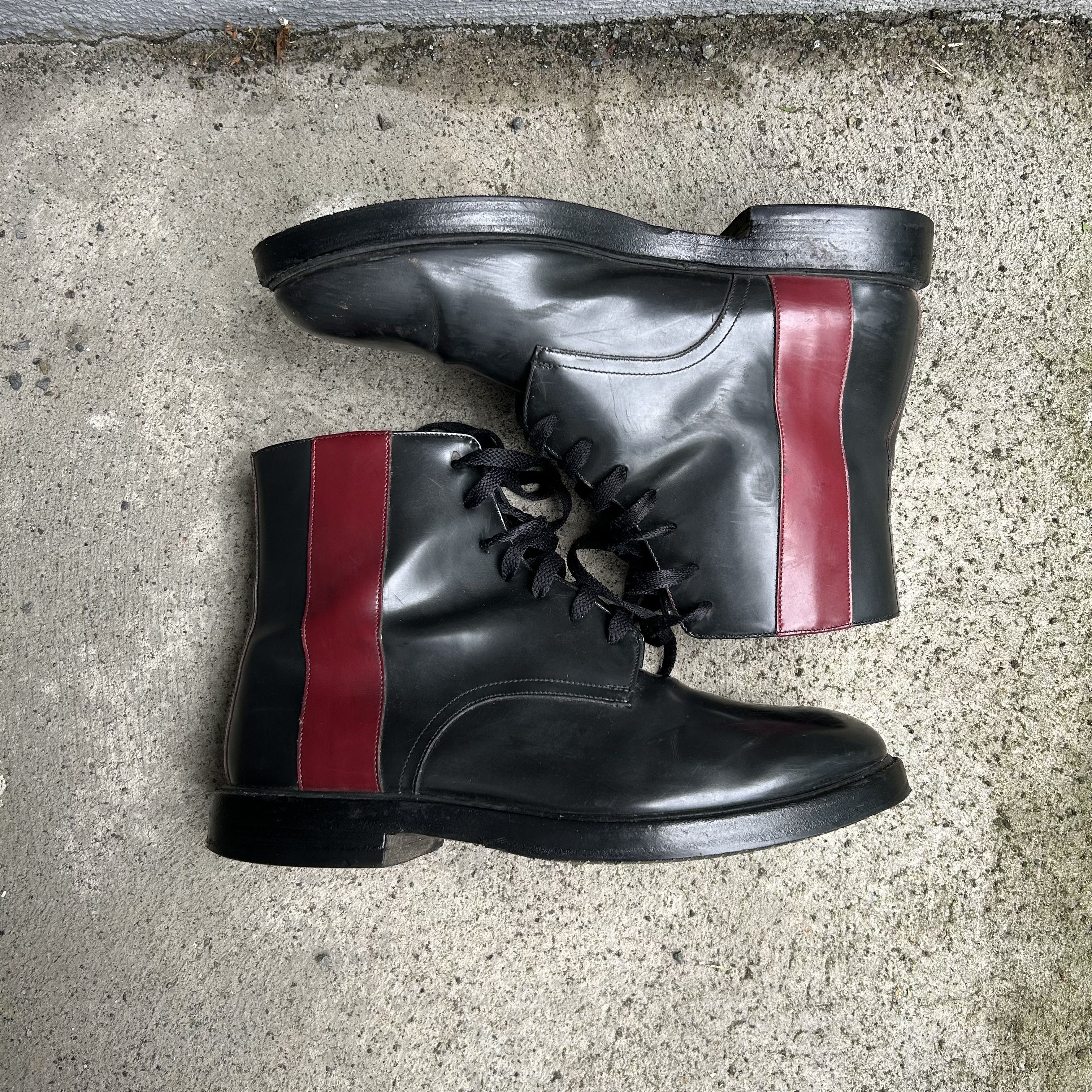 Calvin Klein 205W39NYC CK205 Black Patent Leather Combat Boots Shoes Size US 8 / EU 41 - 2 Thumbnail