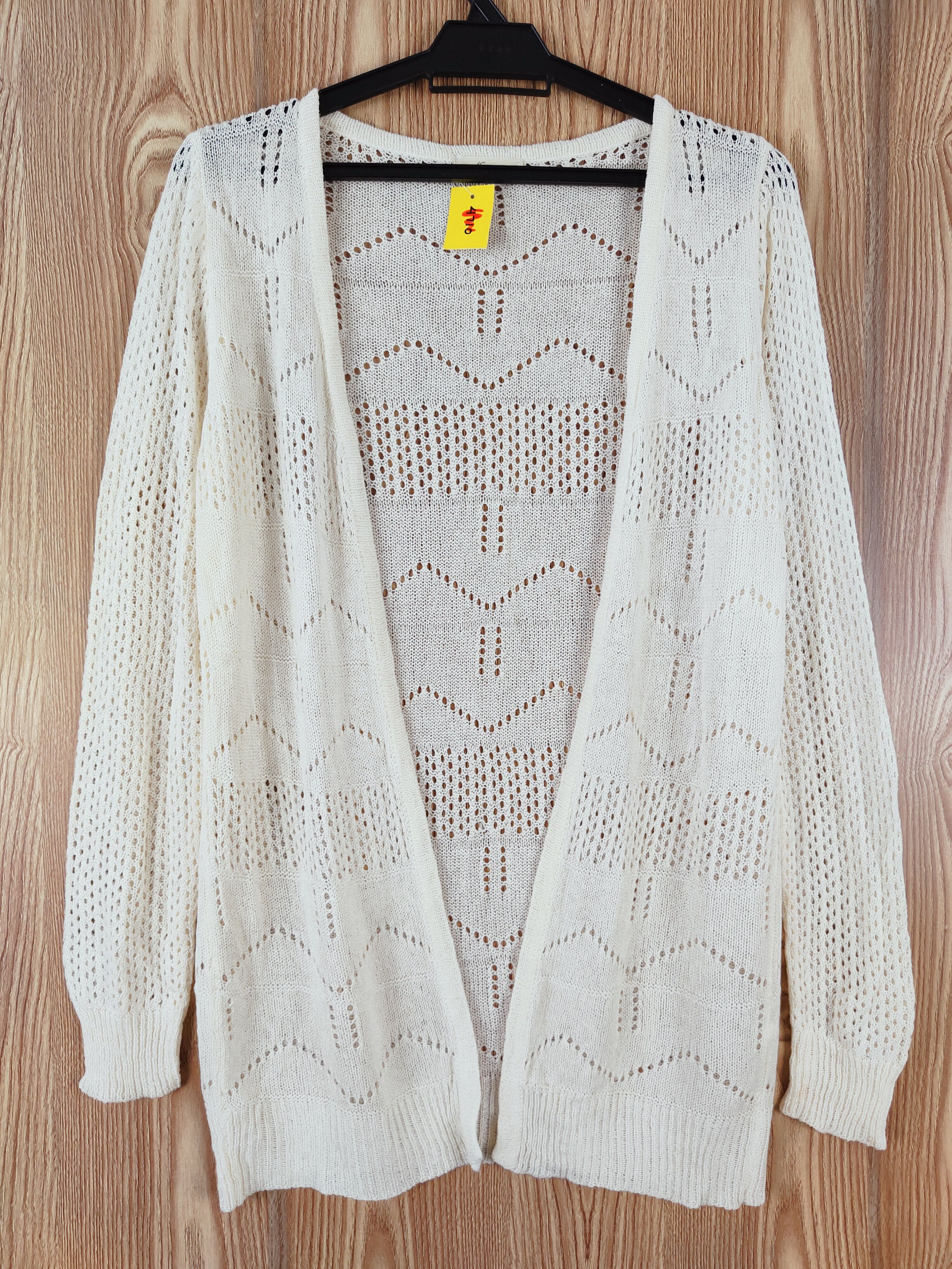 Aran Isles Knitwear × Japanese Brand Naturam Beige Mesh Net Knitwear Cardigan #W481 Size M / US 6-8 / IT 42-44 - 1 Thumbnail