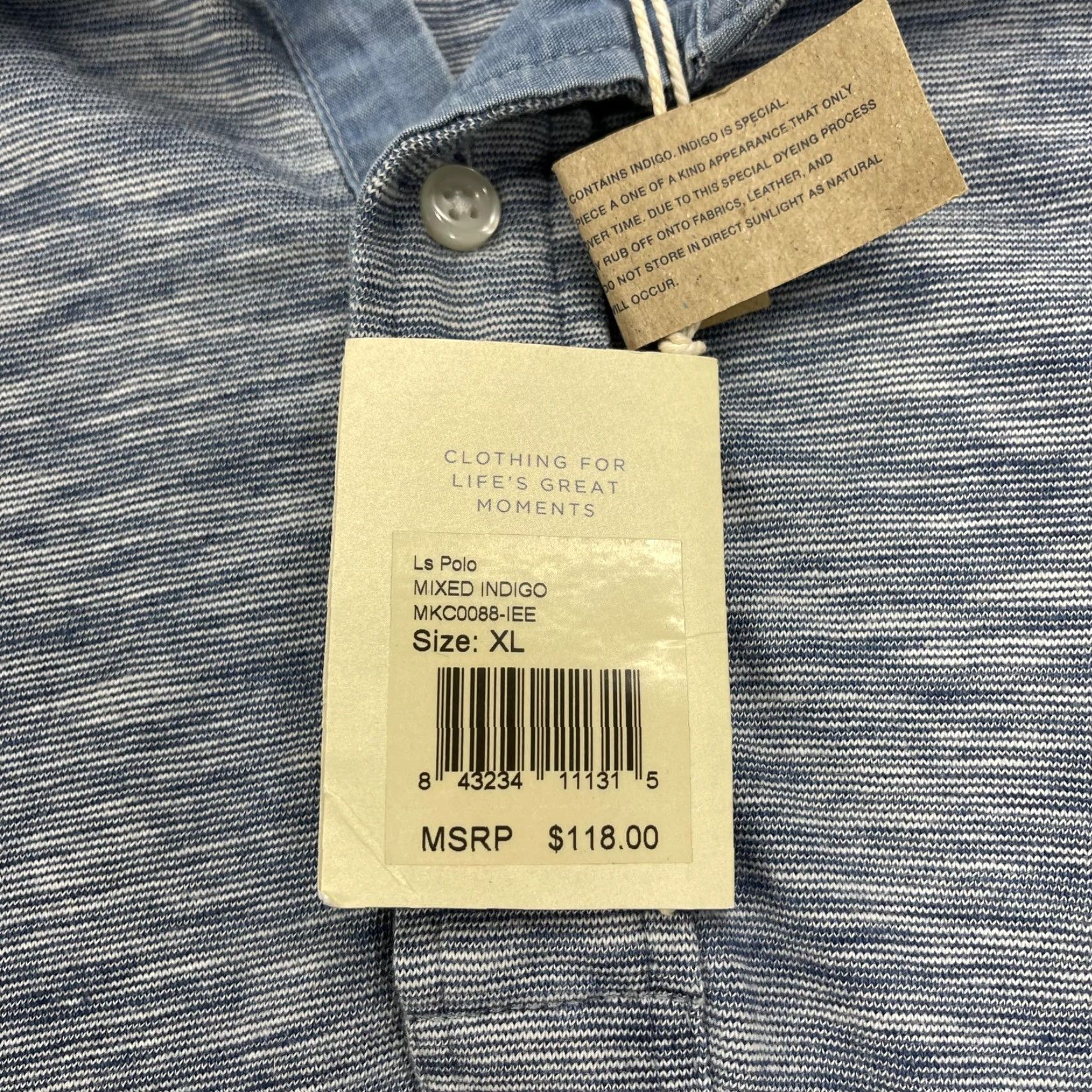 Faherty Faherty Polo Shirt Mens XL Blue Long Sleeve Cotton Jersey NWT IEE MKC0088-IEE Mixed Indigo Polo Shirt Size US XL / EU 56 / 4 - 4 Thumbnail