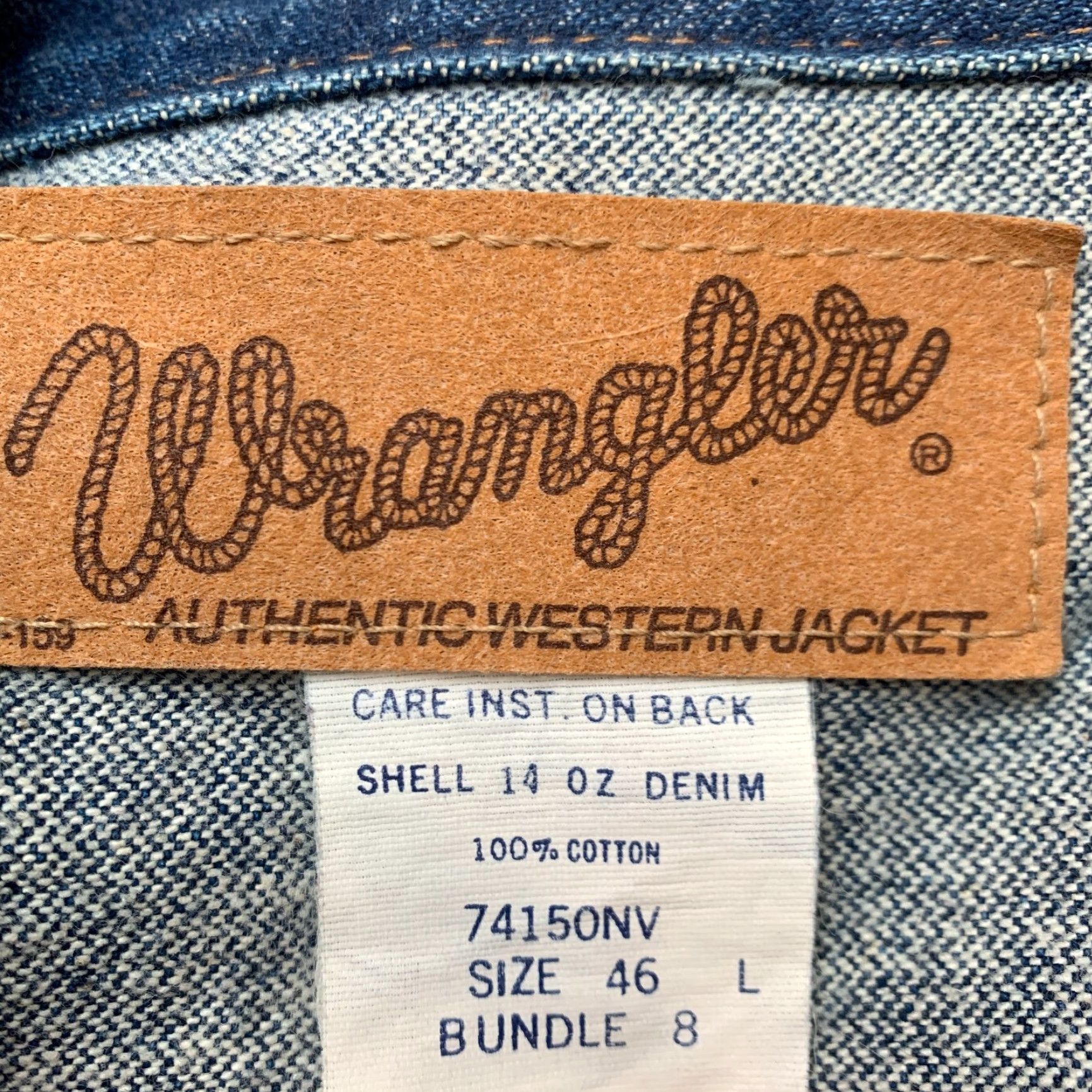 Wrangler VINTAGE Wrangler Jeans Denim Jacket 46L Blue 14 oz Cotton 74150NV Work Chore Button Mens Big & Tall 46L Denim Jacket Size US 30 / EU 46 - 4 Thumbnail