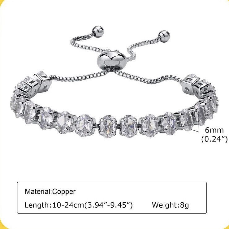 Other Glamour 6mm Tennis Chain Wristband Bracelet Size ONE SIZE - 2 Thumbnail