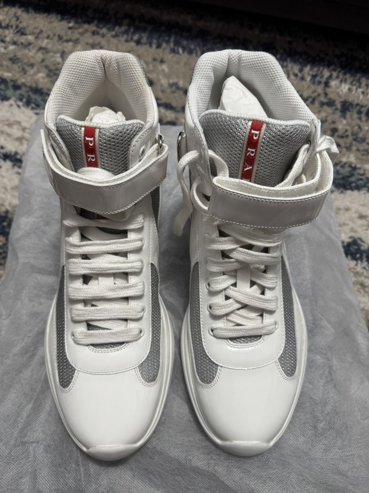 Prada Prada America’s Cup Patent Leather Hi-Top Sneakers Size US 9 / EU 42 - 3 Thumbnail