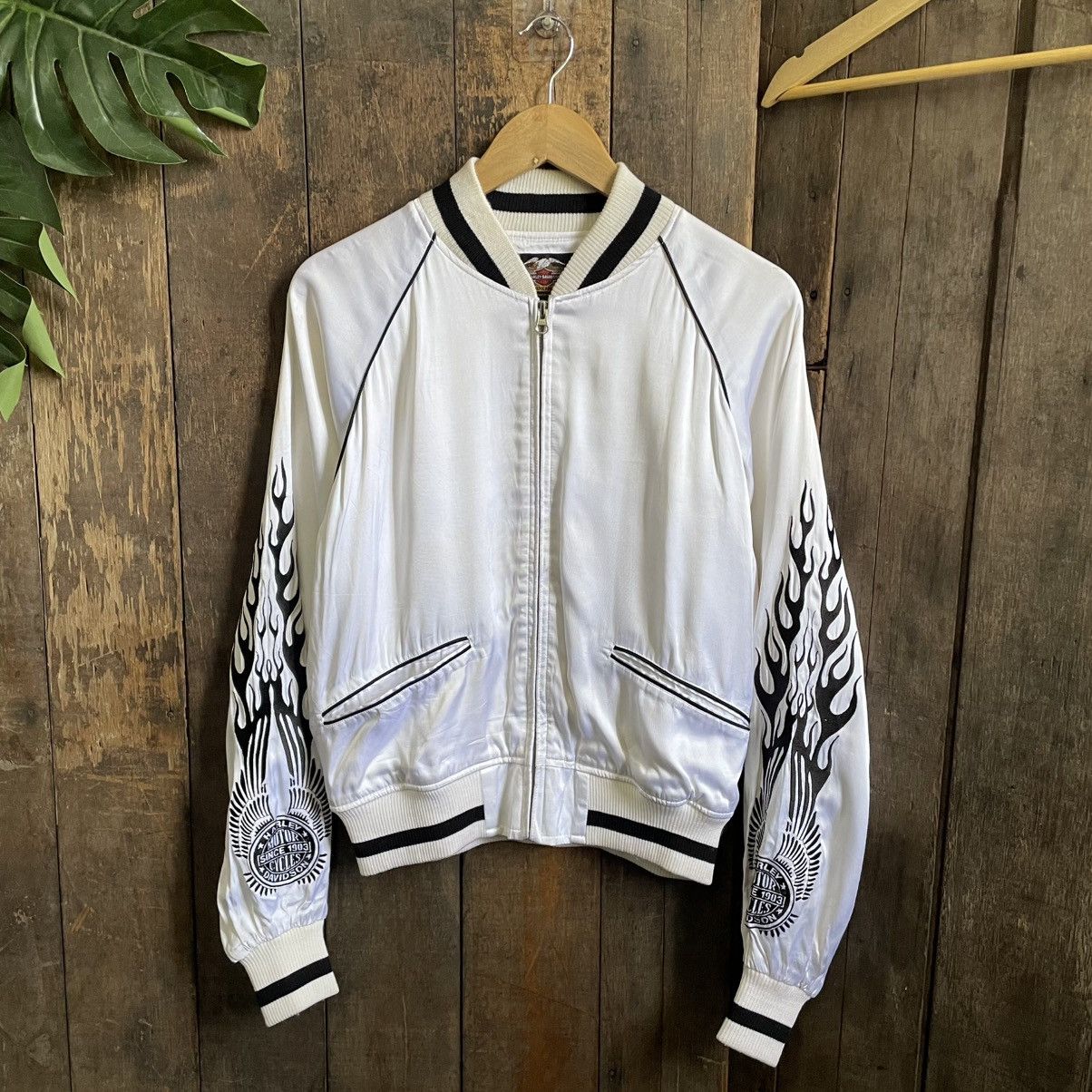 Harley Davidson × Vintage Vintage Harley Davidson Flame Sukajan Jacket Size US S / EU 44-46 / 1 - 2 Thumbnail