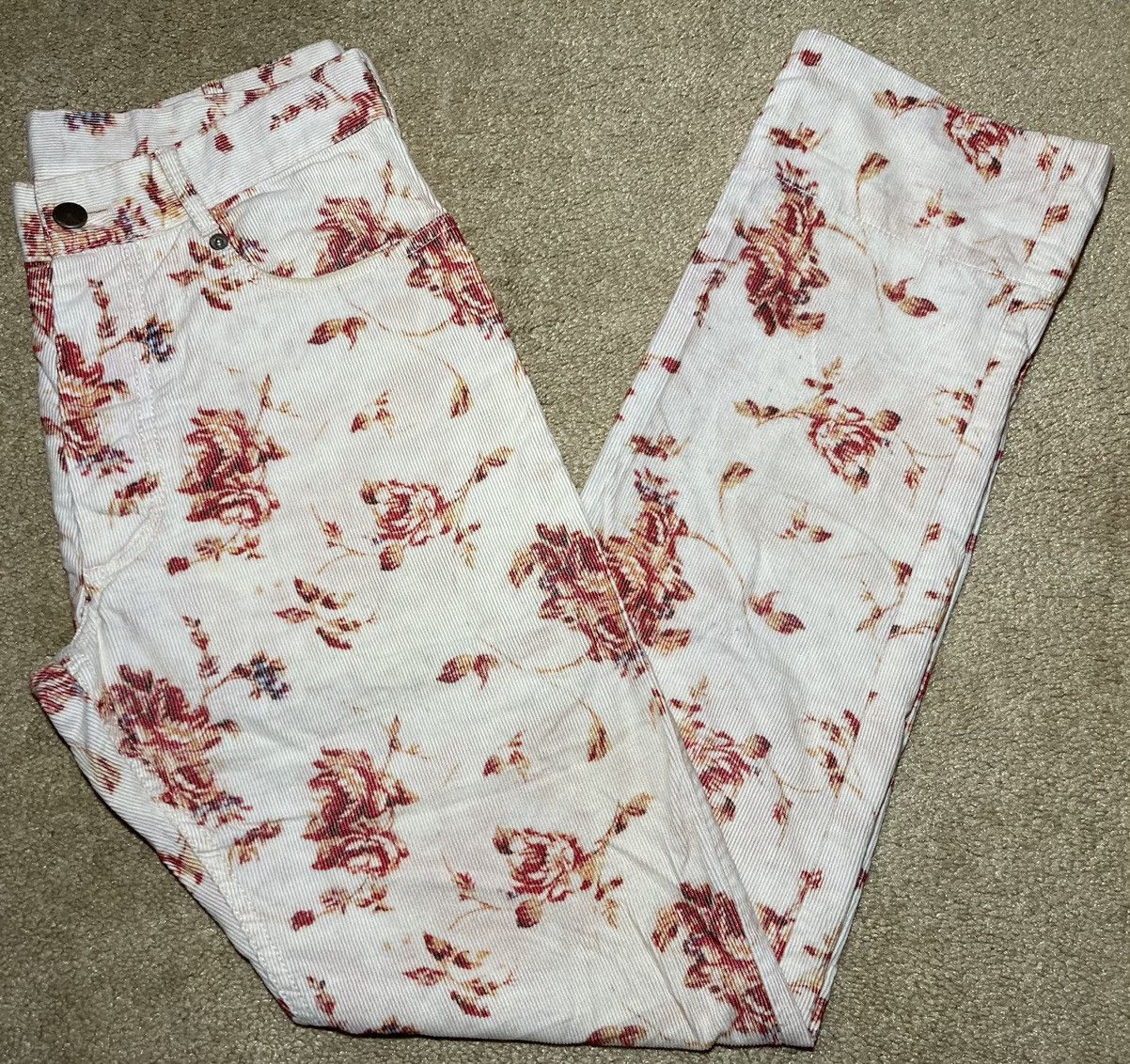 Ann Demeulemeester SS14 Ann Demeulemeester Floral Corduroy Jeans Pants XXS 2014 Size US 30 / EU 46 - 1 Thumbnail