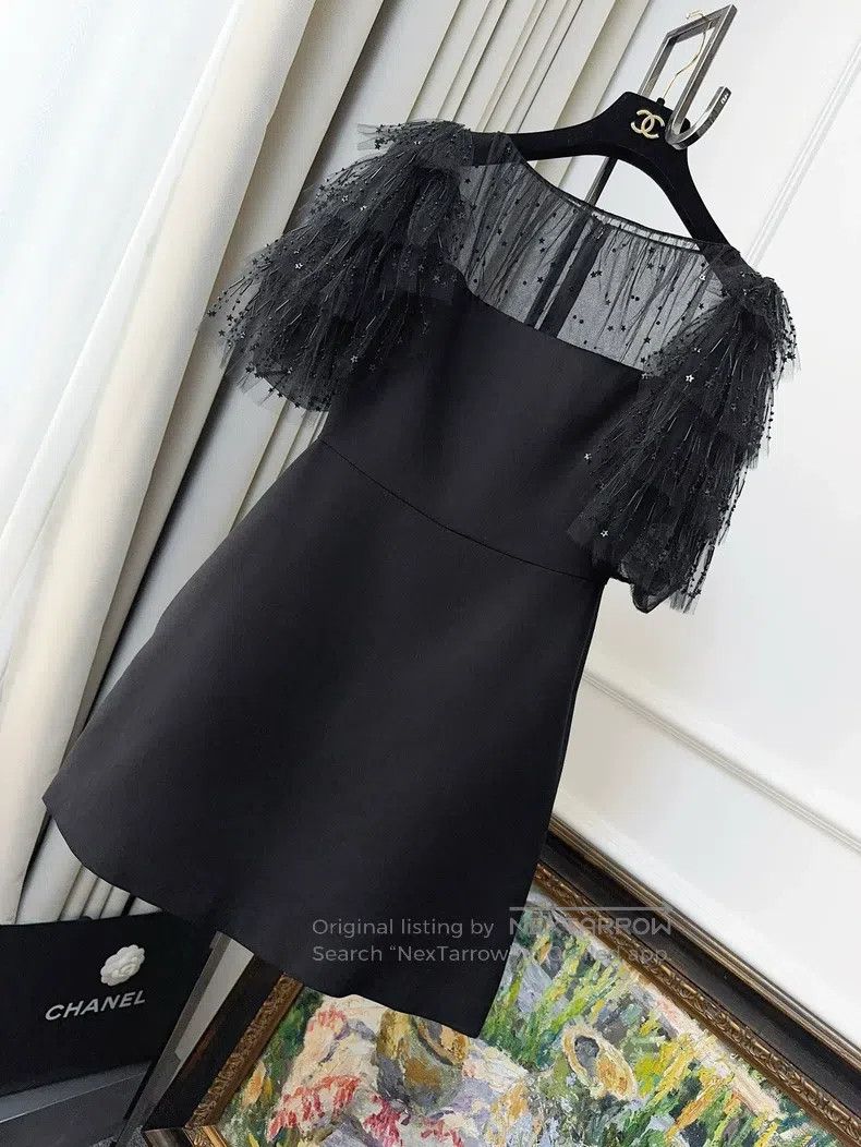 Valentino Black mesh embroidered star sequin beaded prince