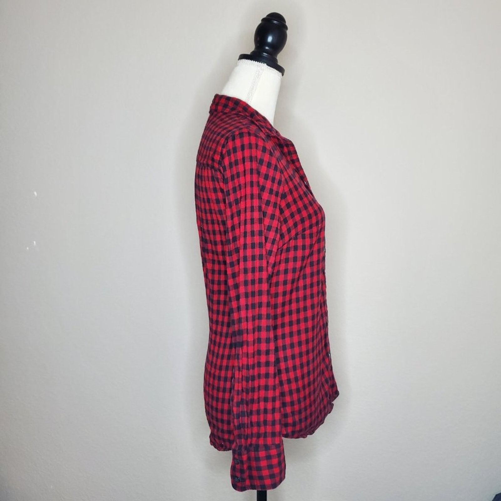 J.Crew J. Crew Red Buffalo Check Blouse XS Size XS / US 0-2 / IT 36-38 - 2 Thumbnail