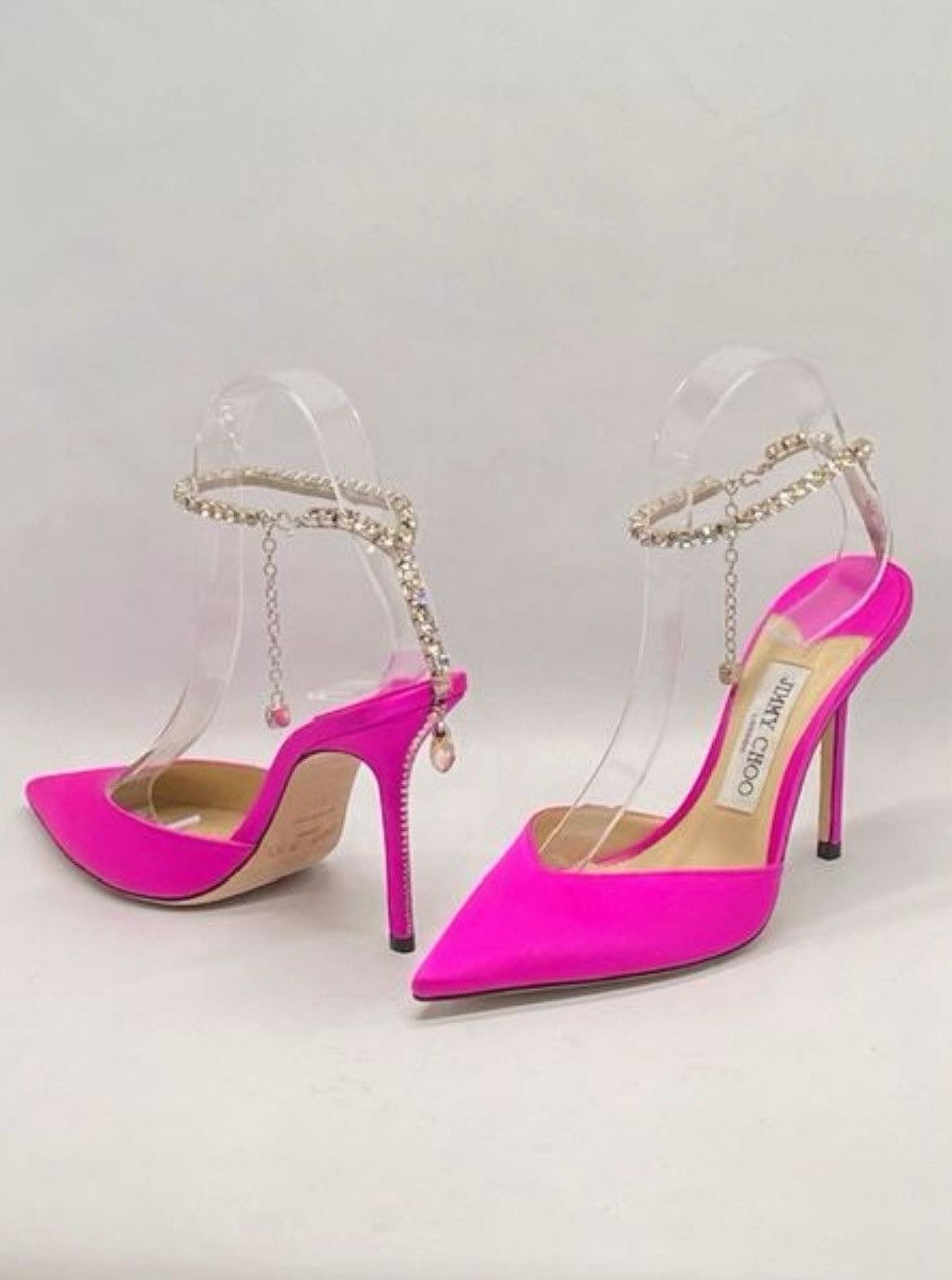 Jimmy Choo Jimmy Choo Saeda Satin Crystal Ankle-Strap Pumps size 39 Size US 9 / IT 39 - 1 Thumbnail