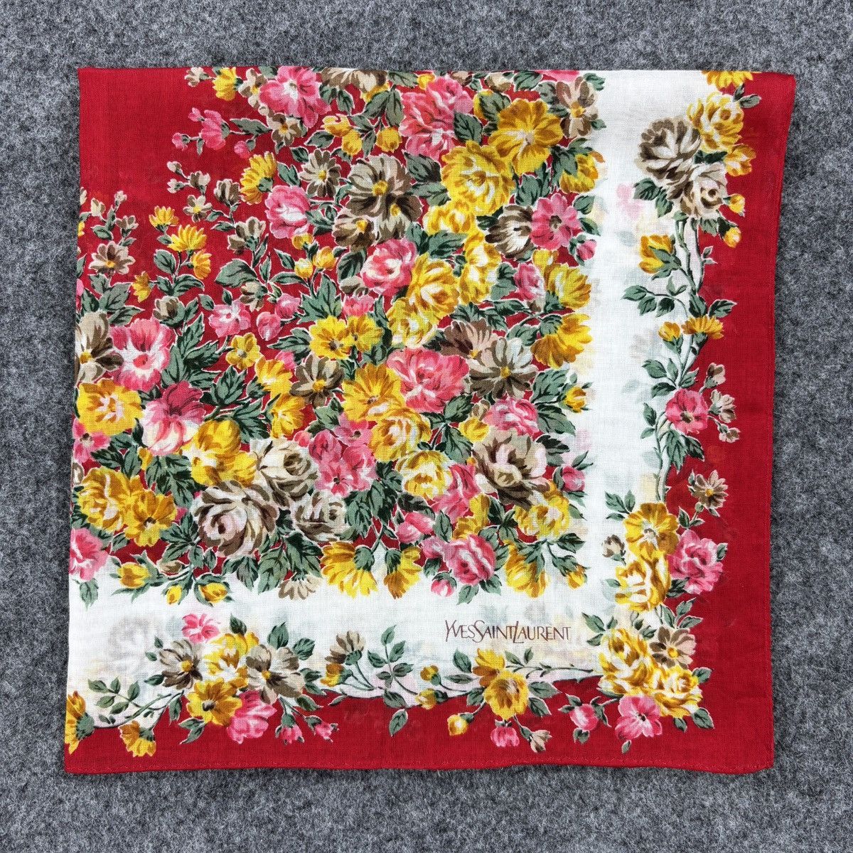 Vintage YSL Floral Handkerchief # E056 # Bandana # Neckerchief Size ONE SIZE - 8 Thumbnail