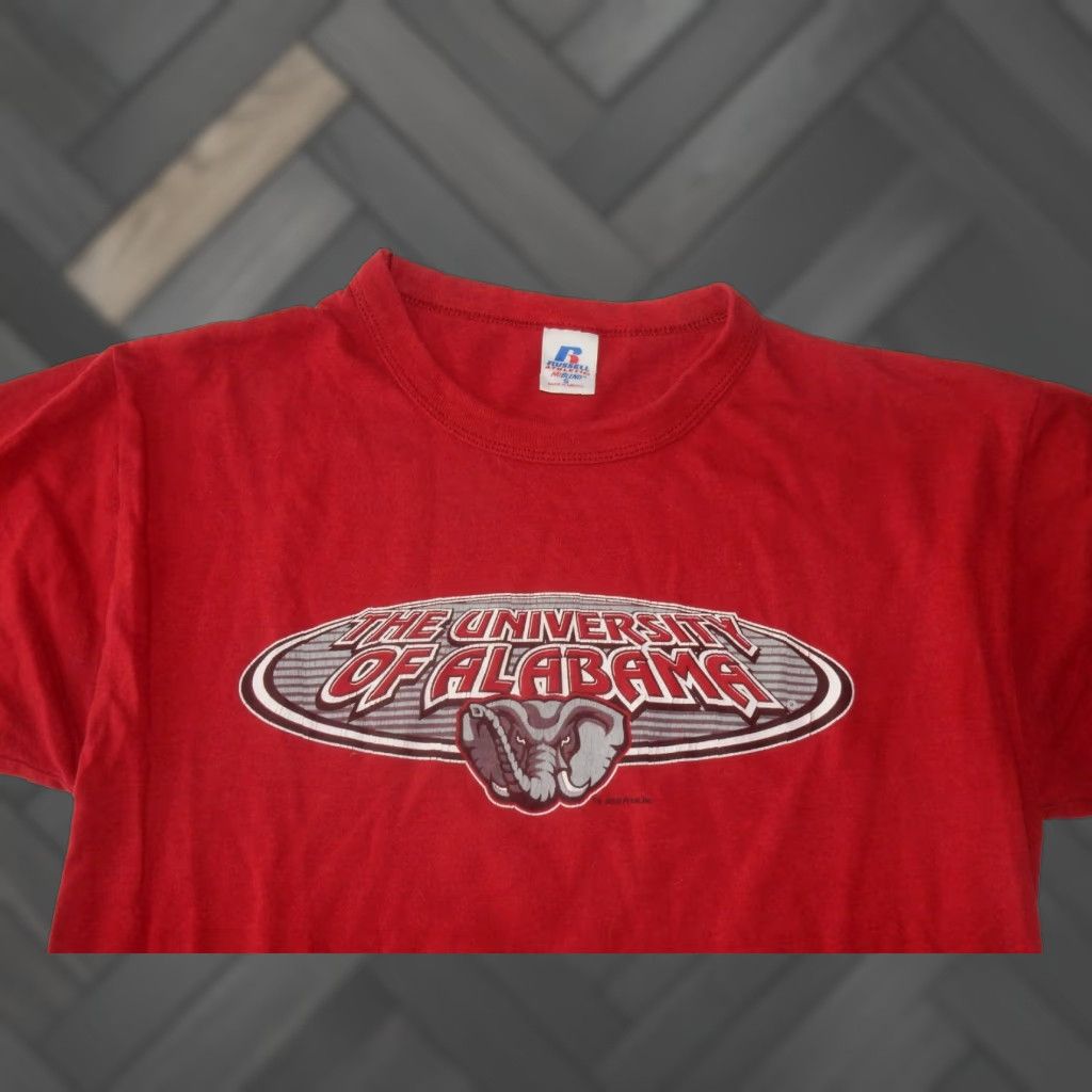 Russell Athletic VTG Russell Men's T Shirt University Of Alabama Red Short Sleeve Cotton Blend Graphic Print M L Mens Size US L / EU 52-54 / 3 - 1 Thumbnail