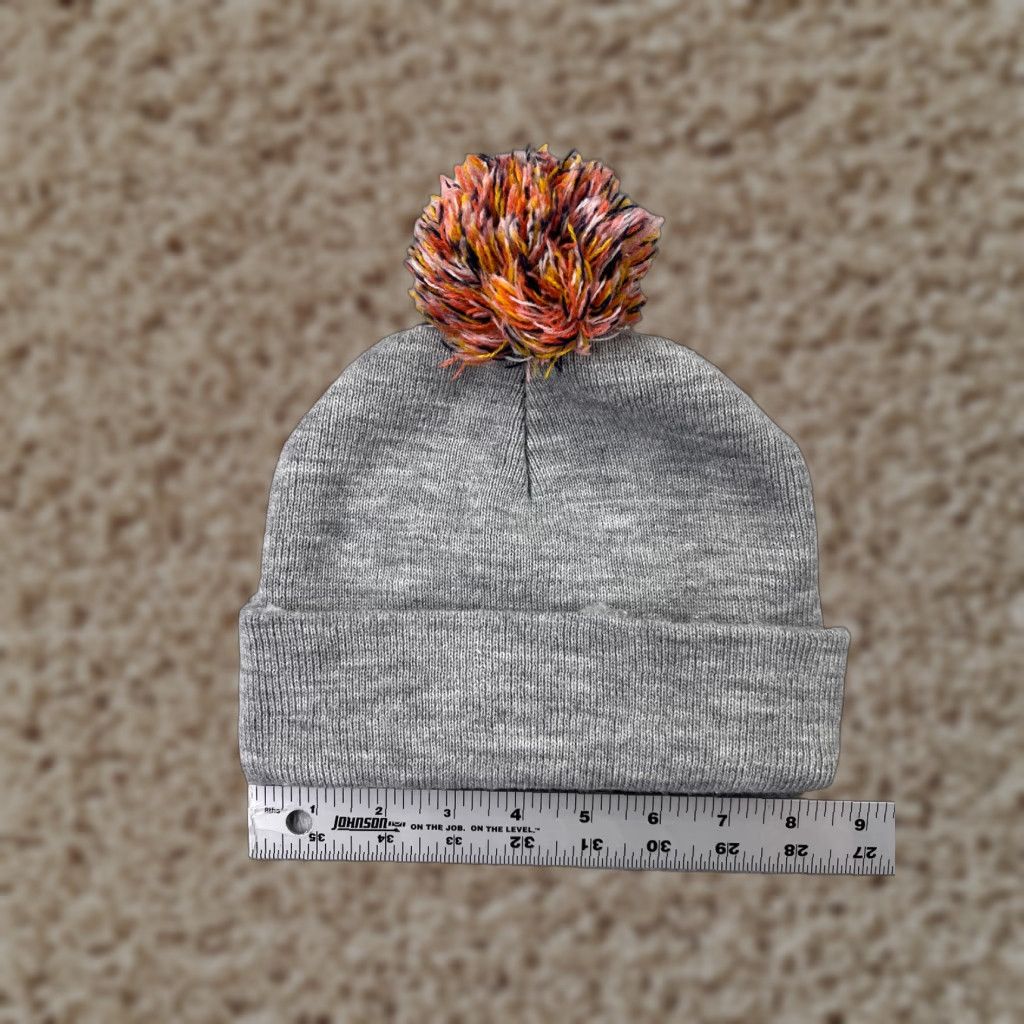 Vintage Gertex Beanie Toque Adult One Size Gray Orange Knit Acrylic Poly Blend Pom Hat/Cap Mens Beanie Size ONE SIZE - 1 Thumbnail