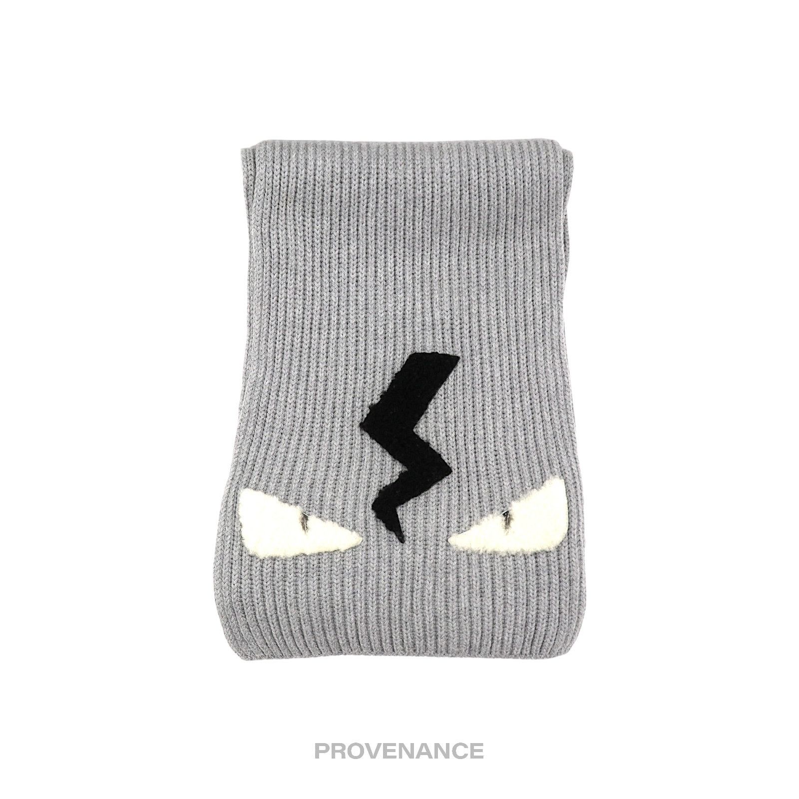 Fendi 🔴FENDI Eye Monster Wool Scarf - Grey Size ONE SIZE - 3 Thumbnail