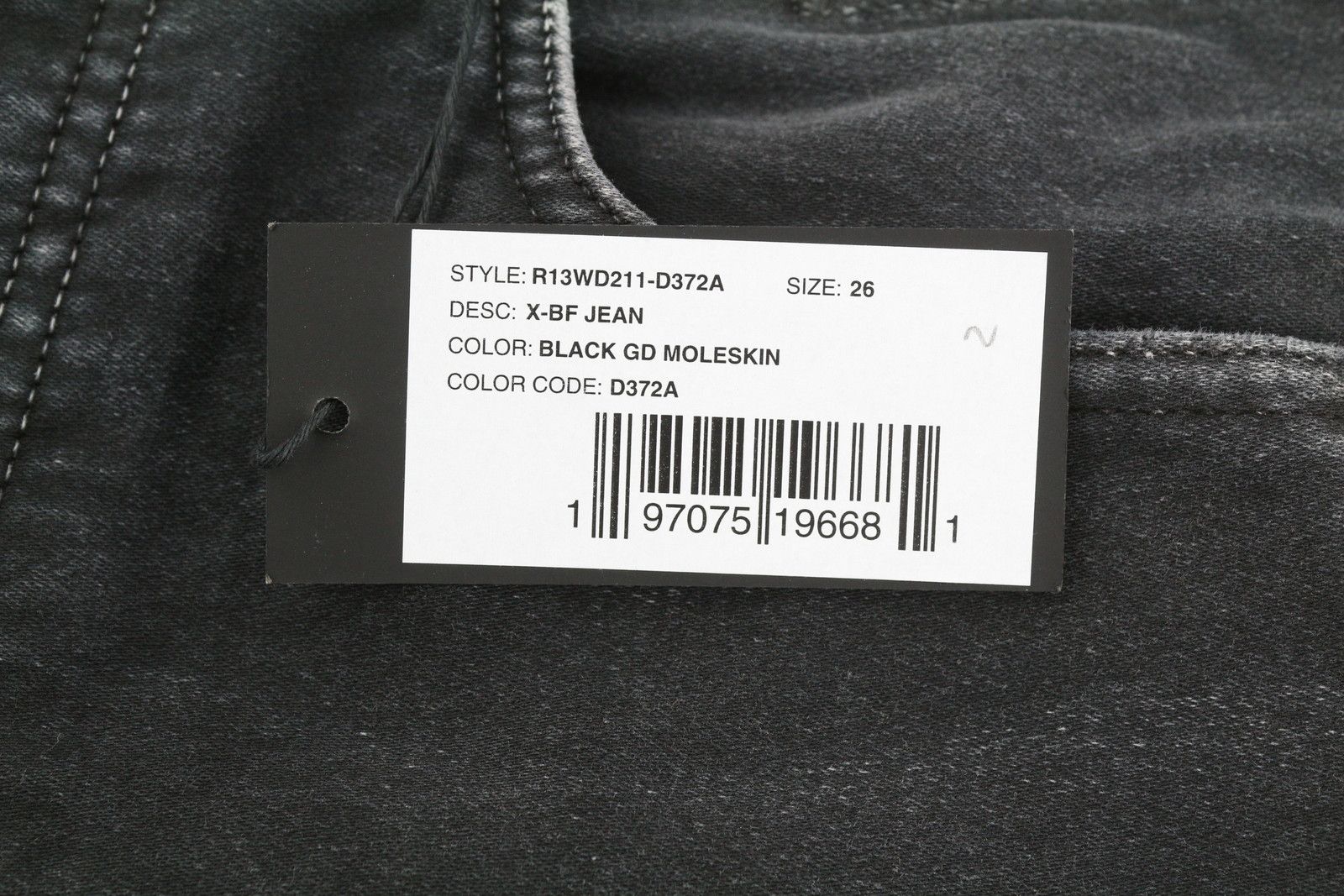 R13 X-BF 26 Black Garment Dyed Moleskin Cropped FW25 86531 Size 26" / US 2 / IT 38 - 7 Thumbnail