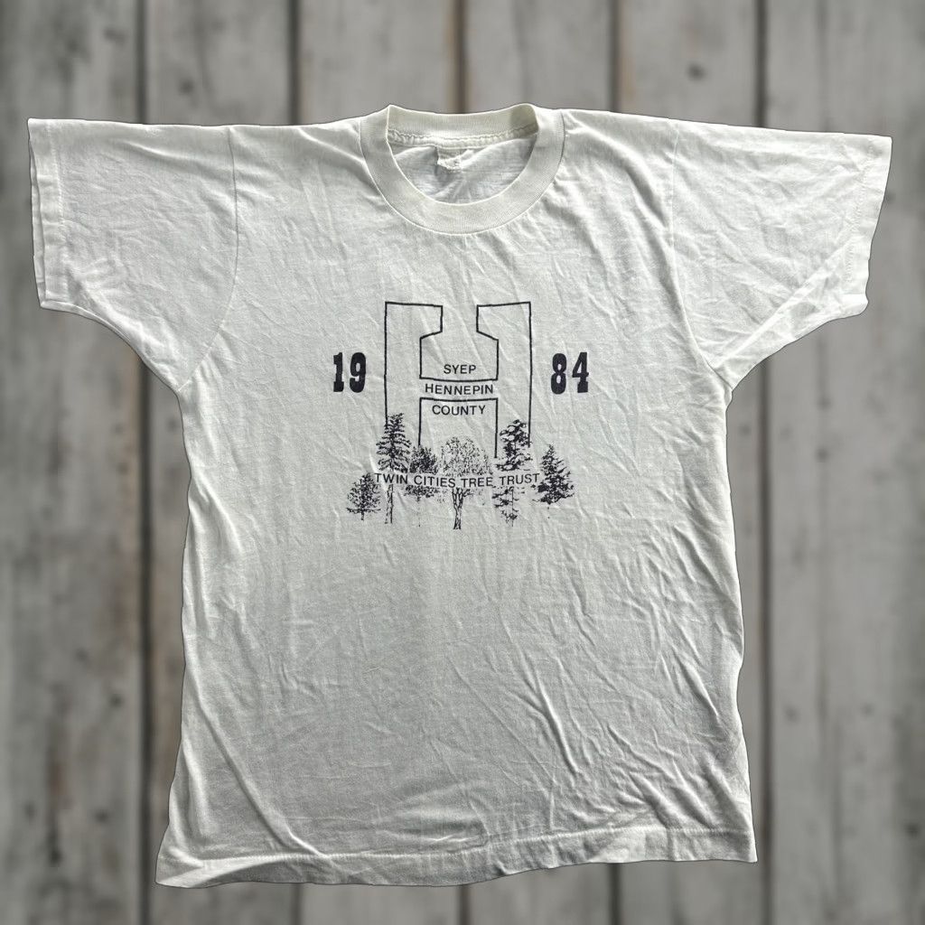 Vintage VINTAGE Hennepin County T-Shirt Mens Large Cotton 80s Twin Cities Tree Trust Graphic Tee City Nature Size US L / EU 52-54 / 3 - 1 Thumbnail
