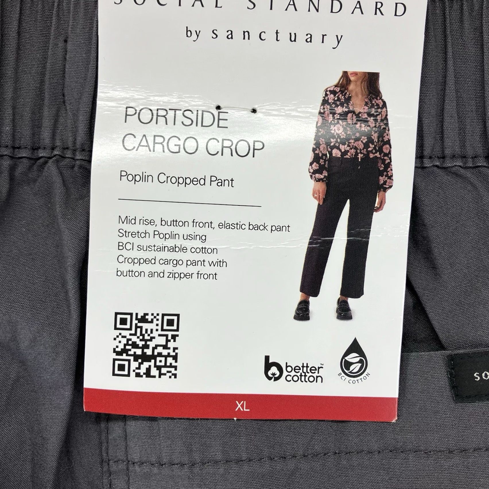Sanctuary Social Standard Portside Cargo Pants Women XL Black Wide-Leg Knit Cotton Spandex Breathable Lightweight Casual Workwear Travel Machine Washable Size 40" / US 18 - 4 Thumbnail