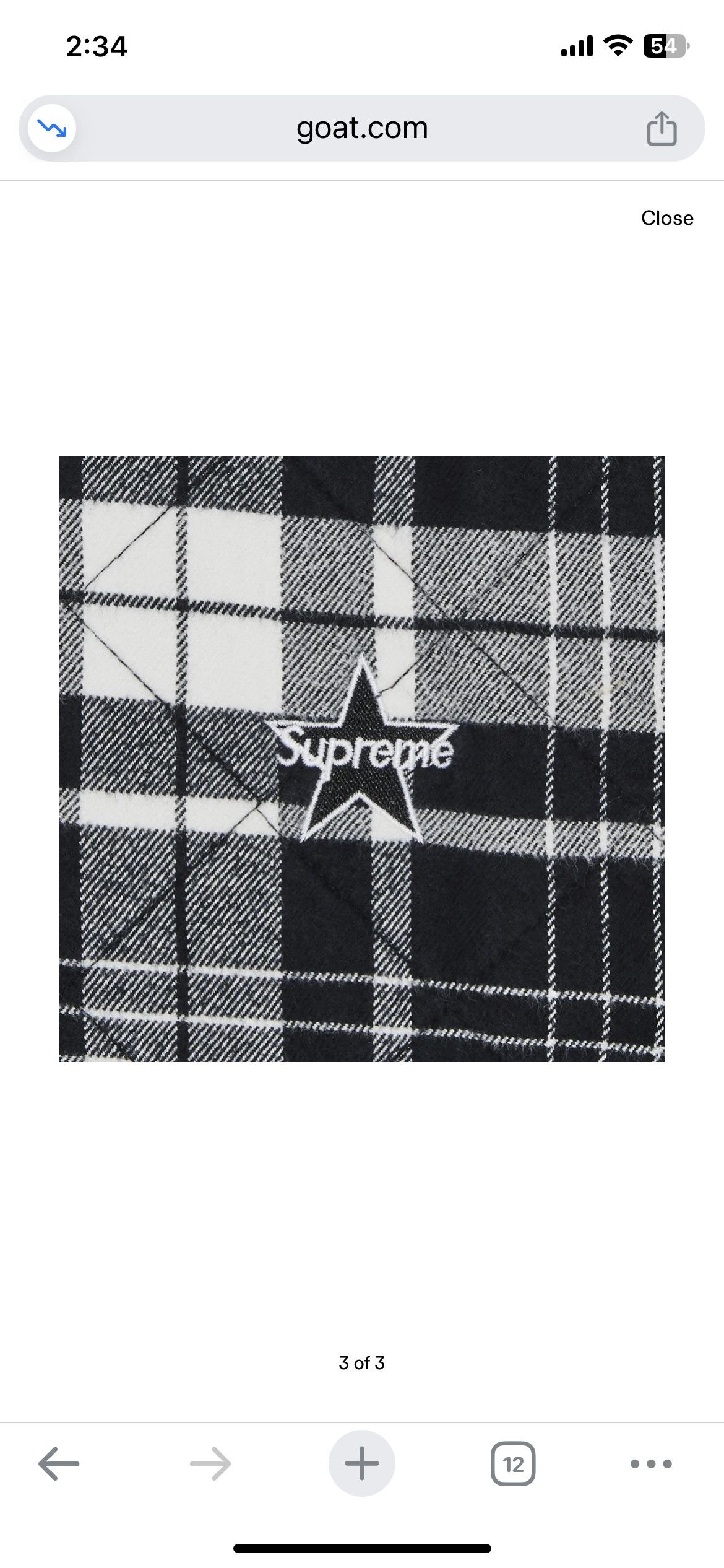 Supreme Supreme Quilted Flannel Zip Up Shirt 'Black' Size US L / EU 52-54 / 3 - 2 Thumbnail