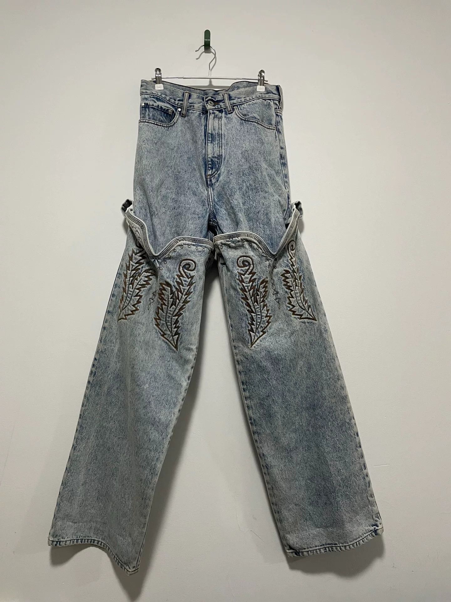 Y/Project Y Project Cowboy Cuff Embroidered Jeans Size US 31 - 1 Thumbnail