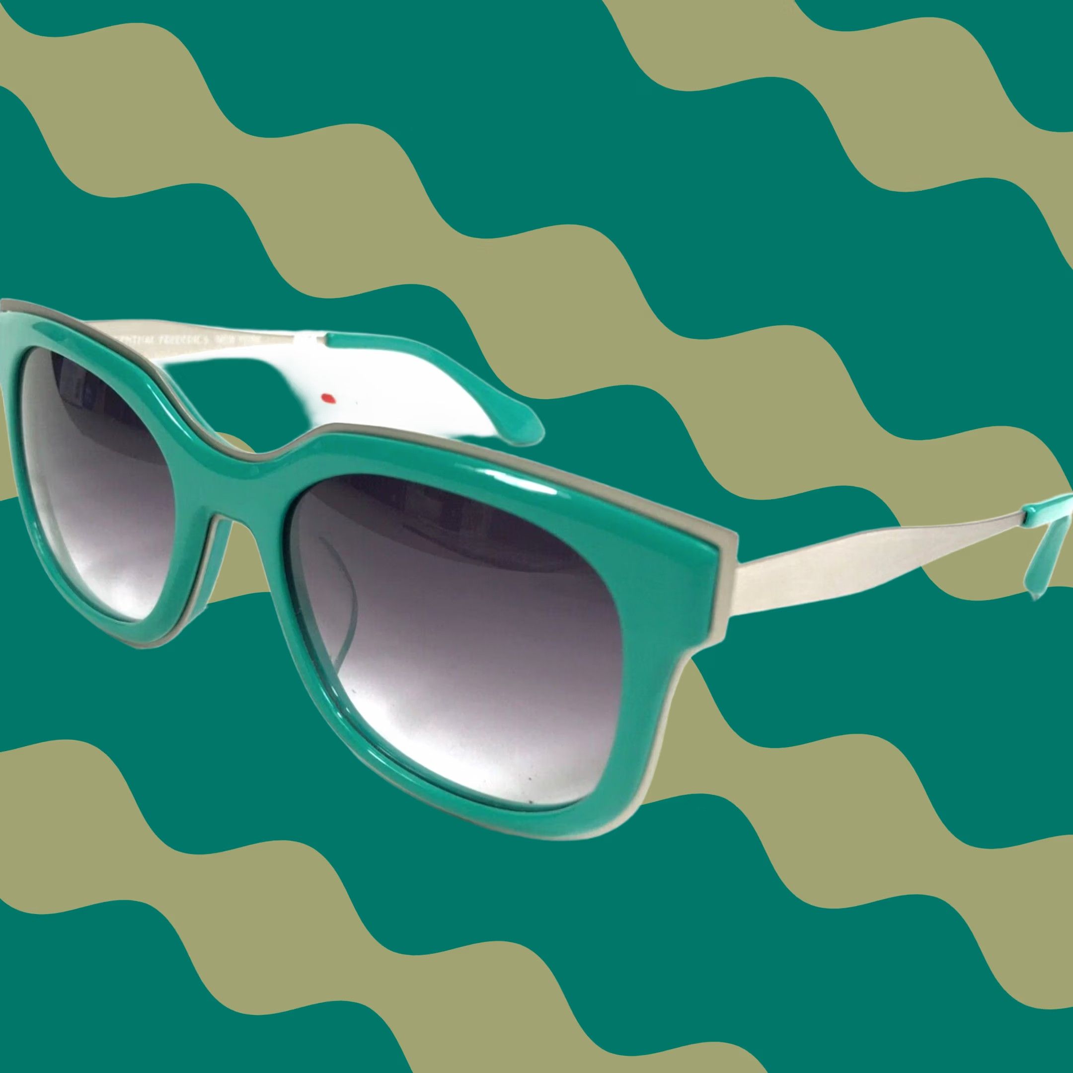 Morgenthal Frederics Sunglasses 266 TYRA Green Silver Square w/ Purple Lenses Morgenthal Frederics Sunglasses 266 TYRA Green Silver Square  main image 3