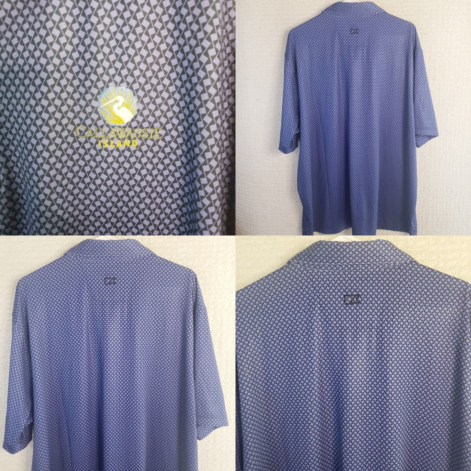 Cutter & Buck Cutter & Buck Men XXL Purple Black Geometric Print Golf Polo Shirt Callawassie Size US XXL / EU 58 / 5 - 8 Thumbnail