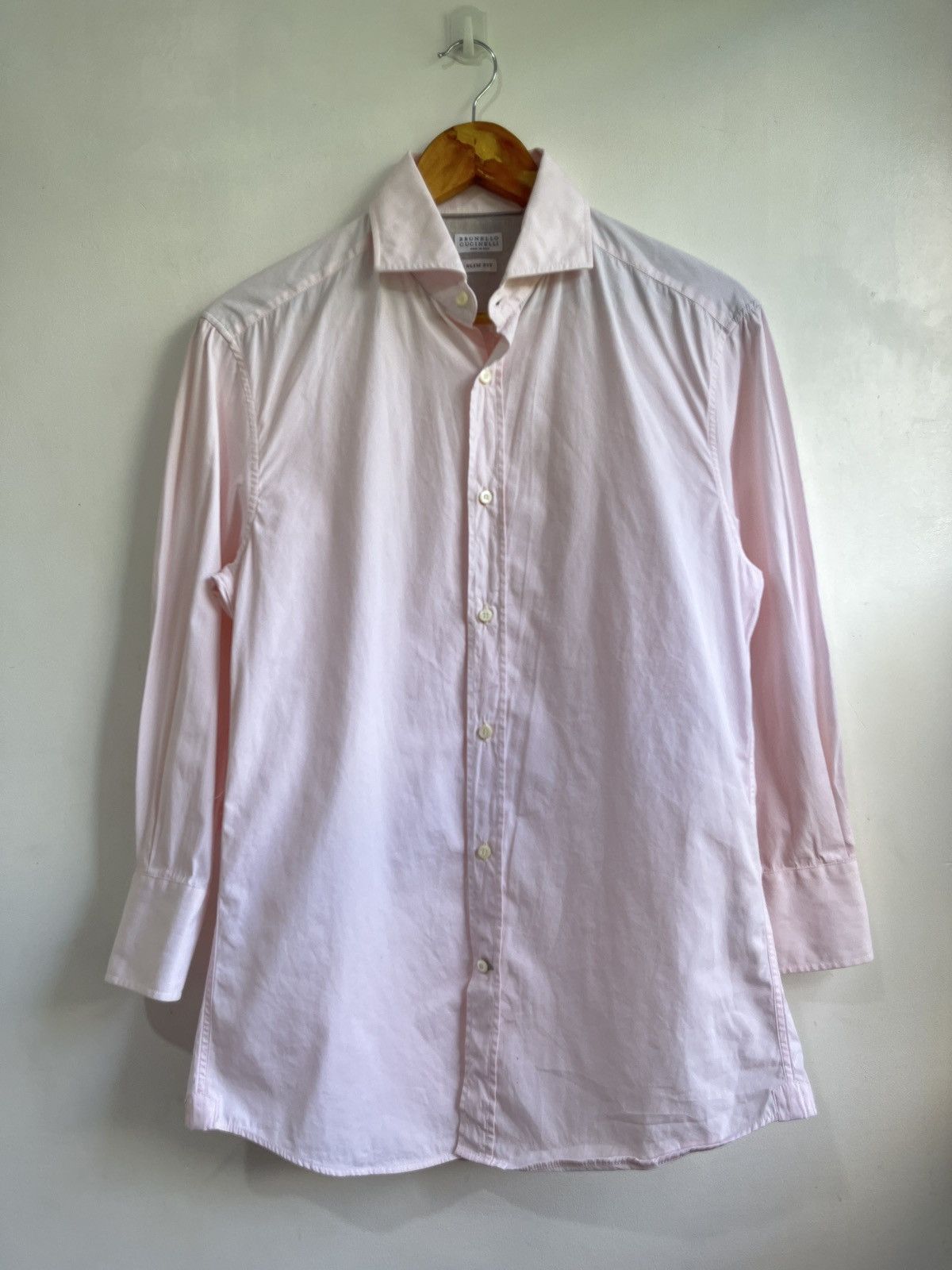 Brunello Cucinelli Slim fit Poplin Shirt with Spread Collar Size US S / EU 44-46 / 1 - 1 Thumbnail