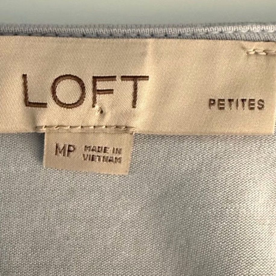 Loft LOFT Mixed Media Blouse Top Stud Shoulder Cap Sleeve Workwear Lightweight Petite PM Blue Size M / US 6-8 / IT 42-44 - 7 Thumbnail
