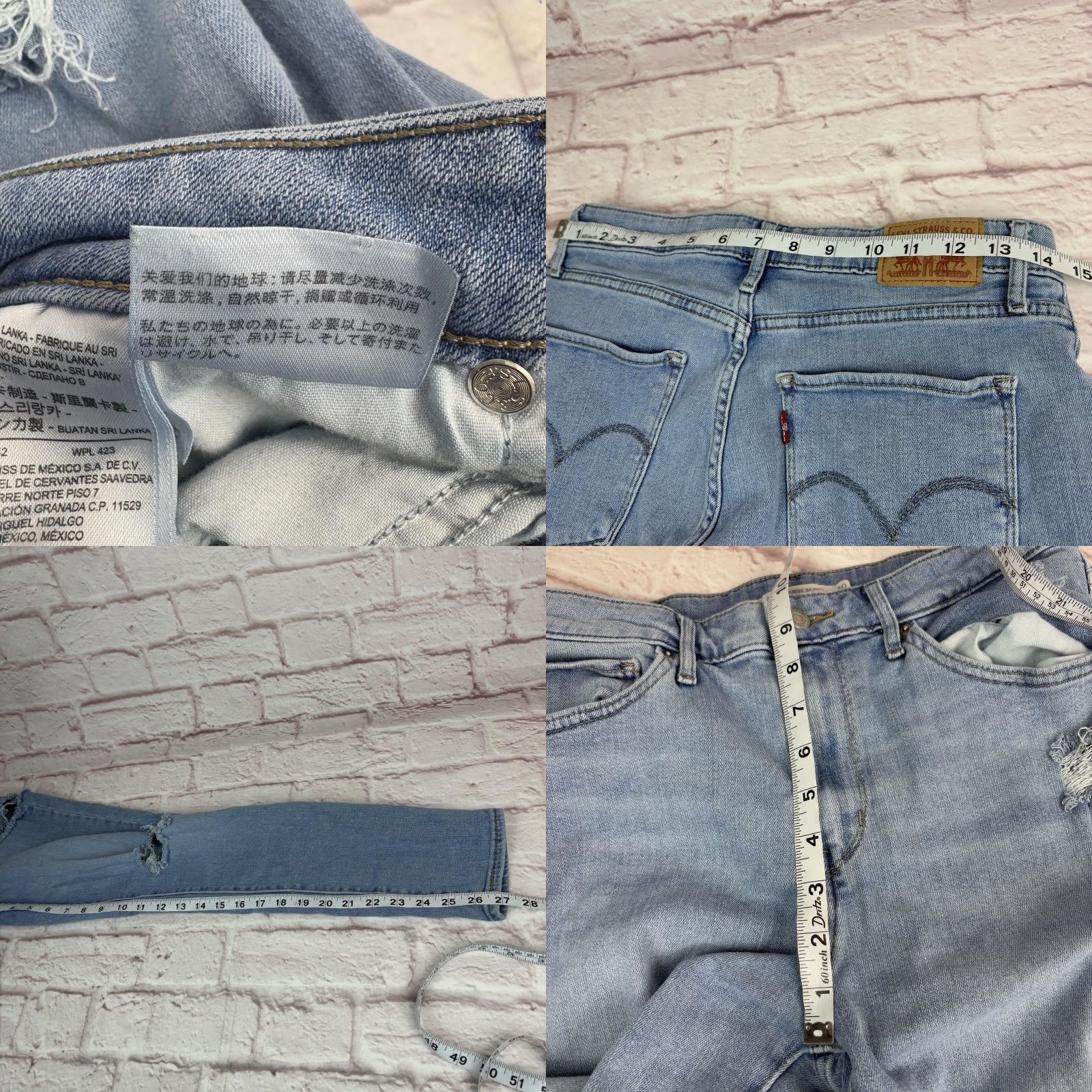 Levi's Levi's 721 High Rise Skinny Jeans Womens 30 Light Wash Blue Distressed Ripped Size 30" / US 8 / IT 44 - 9 Thumbnail