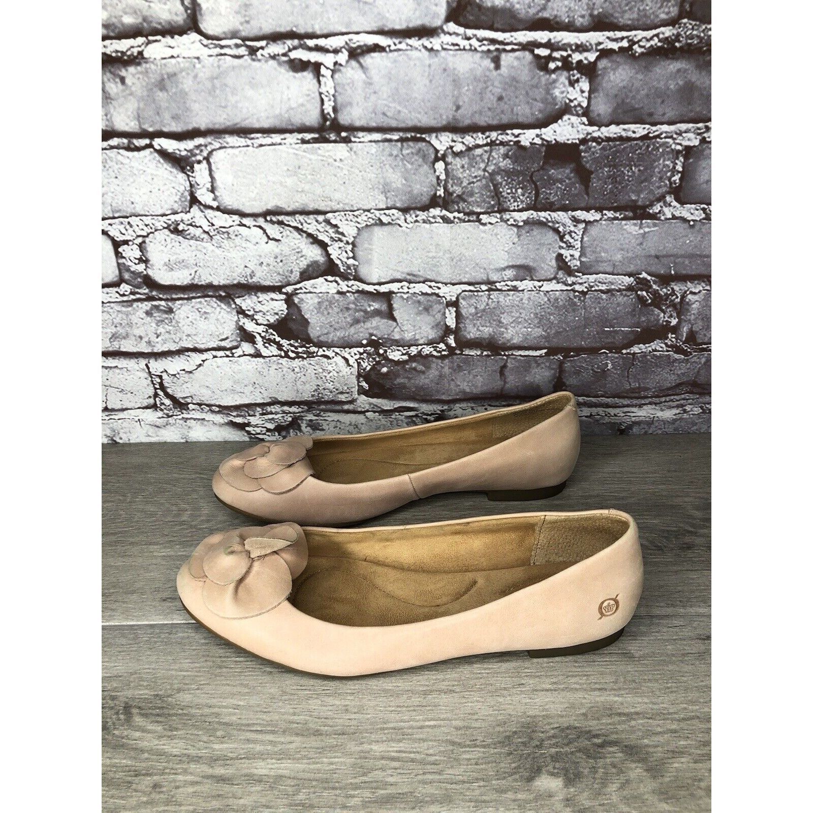 Born Born Annelie Pink Blush Leather Flower Bow Ballet Flats Wome Size US 10 / IT 40 - 1 Thumbnail