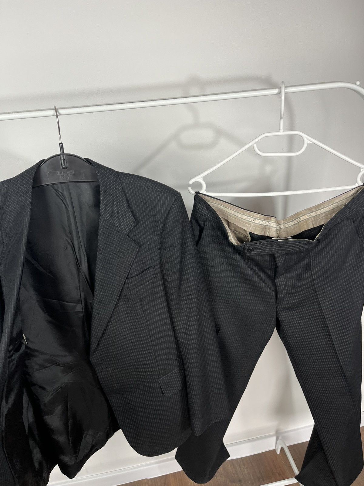 Other Vintage Black Pinstripe Suit Wool Blend Size 52 Formal Set Size 42R - 8 Thumbnail