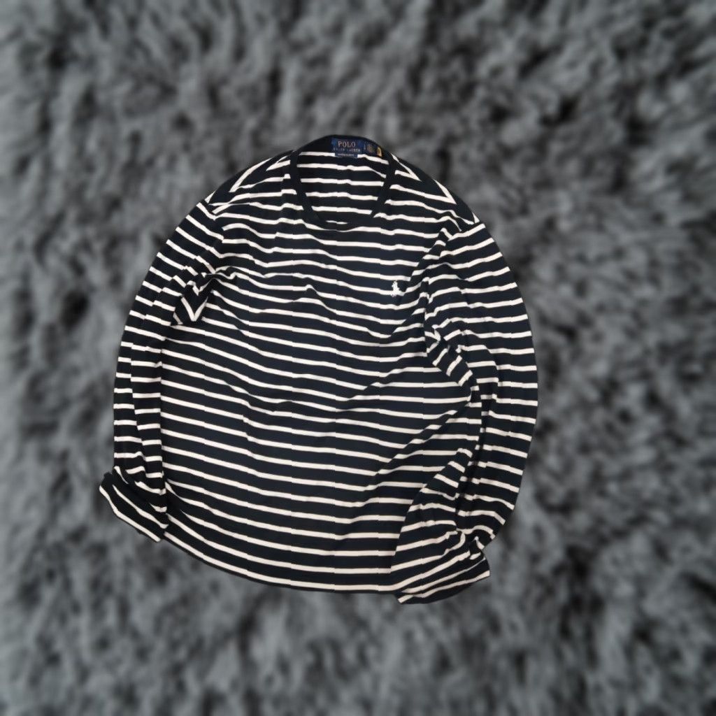 Polo Ralph Lauren VINTAGE Polo Ralph Lauren Black White Striped Long sleeve Polo Ralph Lauren Shirt L Mens Black 90s Vintage Polo Ralph Lauren Shirt Size US L / EU 52-54 / 3 - 1 Thumbnail