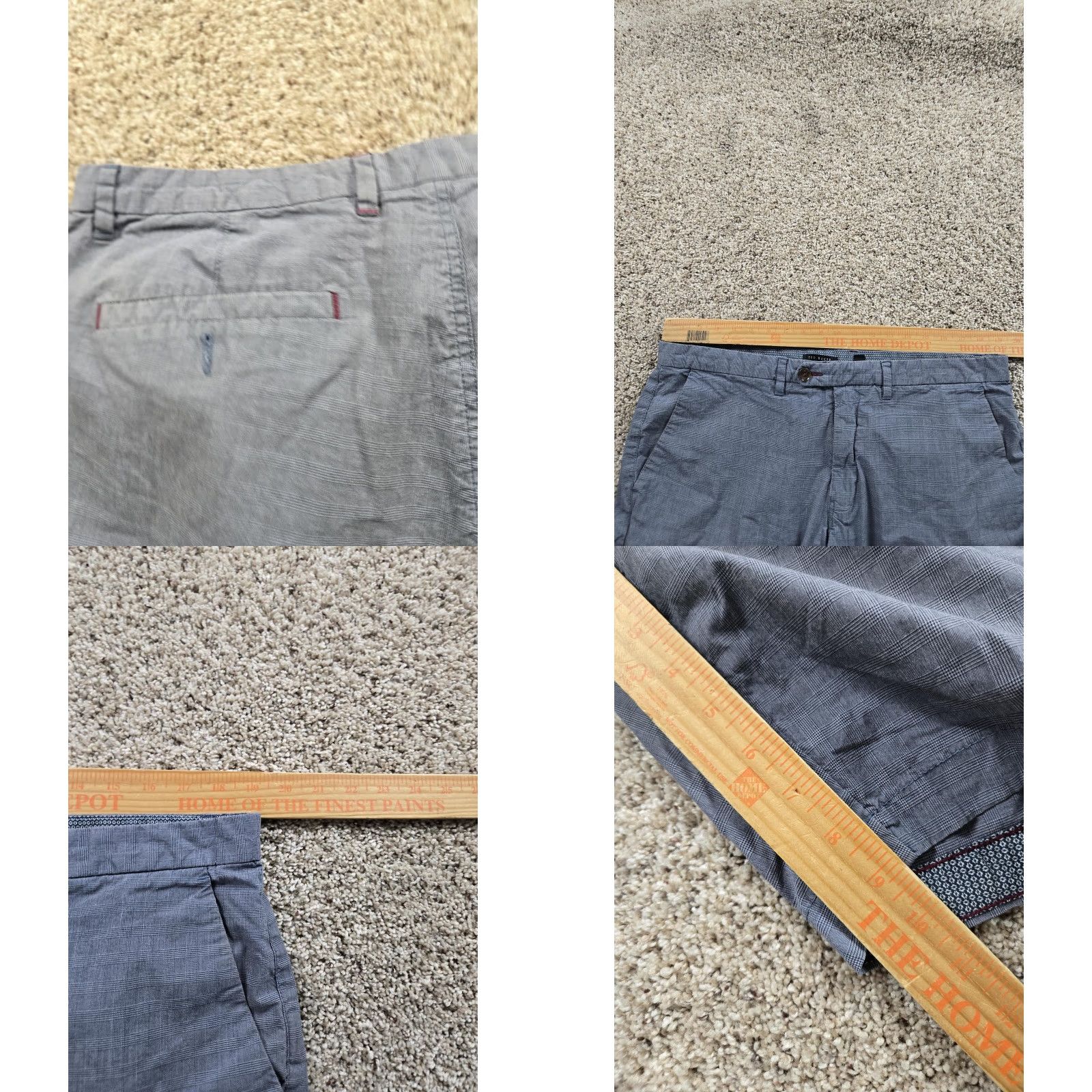 Ted Baker Ted Baker Shorts Mens 38 Gray Check Chino Flat Front Casual 9" Inseam Summer Mens Size US 38 / EU 54 - 8 Thumbnail