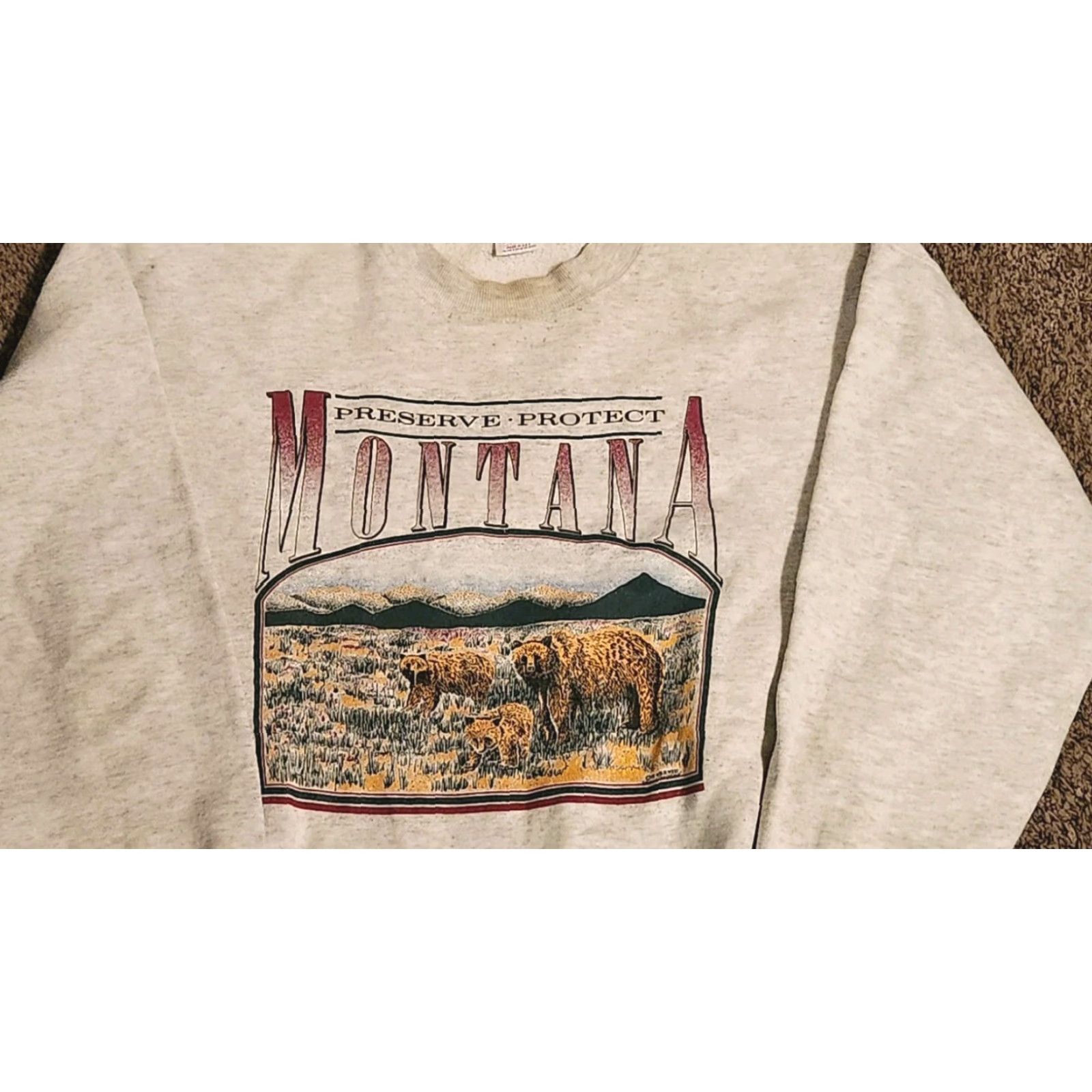 Jerzees VINTAGE Montana Sweatshirt XL GRIZZLY BEAR Nature 90s Size US XL / EU 56 / 4 - 2 Thumbnail