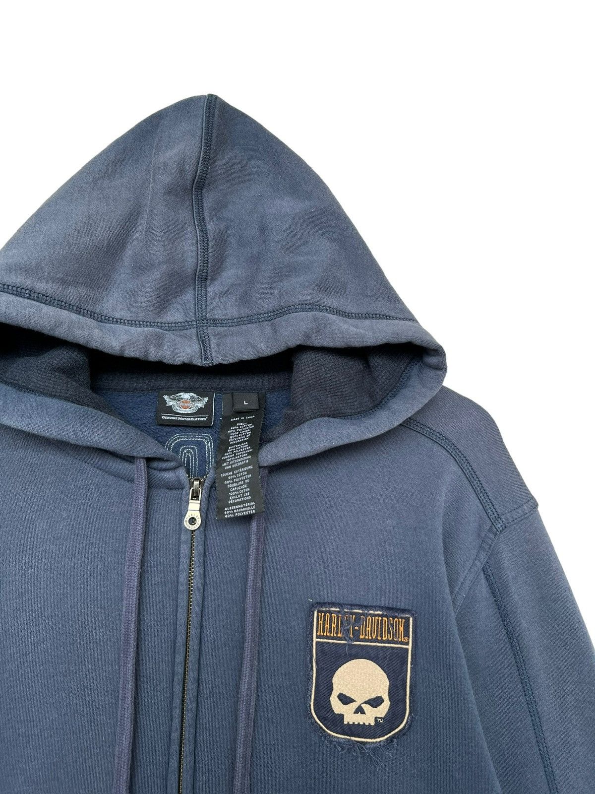 Harley Davidson Vintage Y2K Harley Davidson Zip Up Bones Skull Patch Hoodie Size US L / EU 52-54 / 3 - 11 Thumbnail