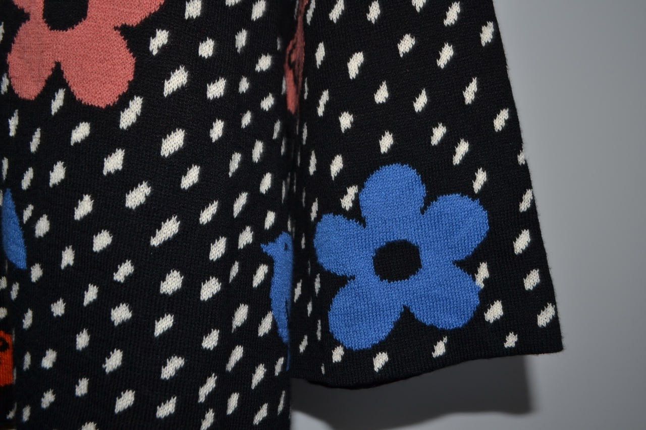 Designer × Desigual Gudrun Sjoden Black White Colorful Bird Pullover Sweater Size L / US 10 / IT 46 - 8 Thumbnail