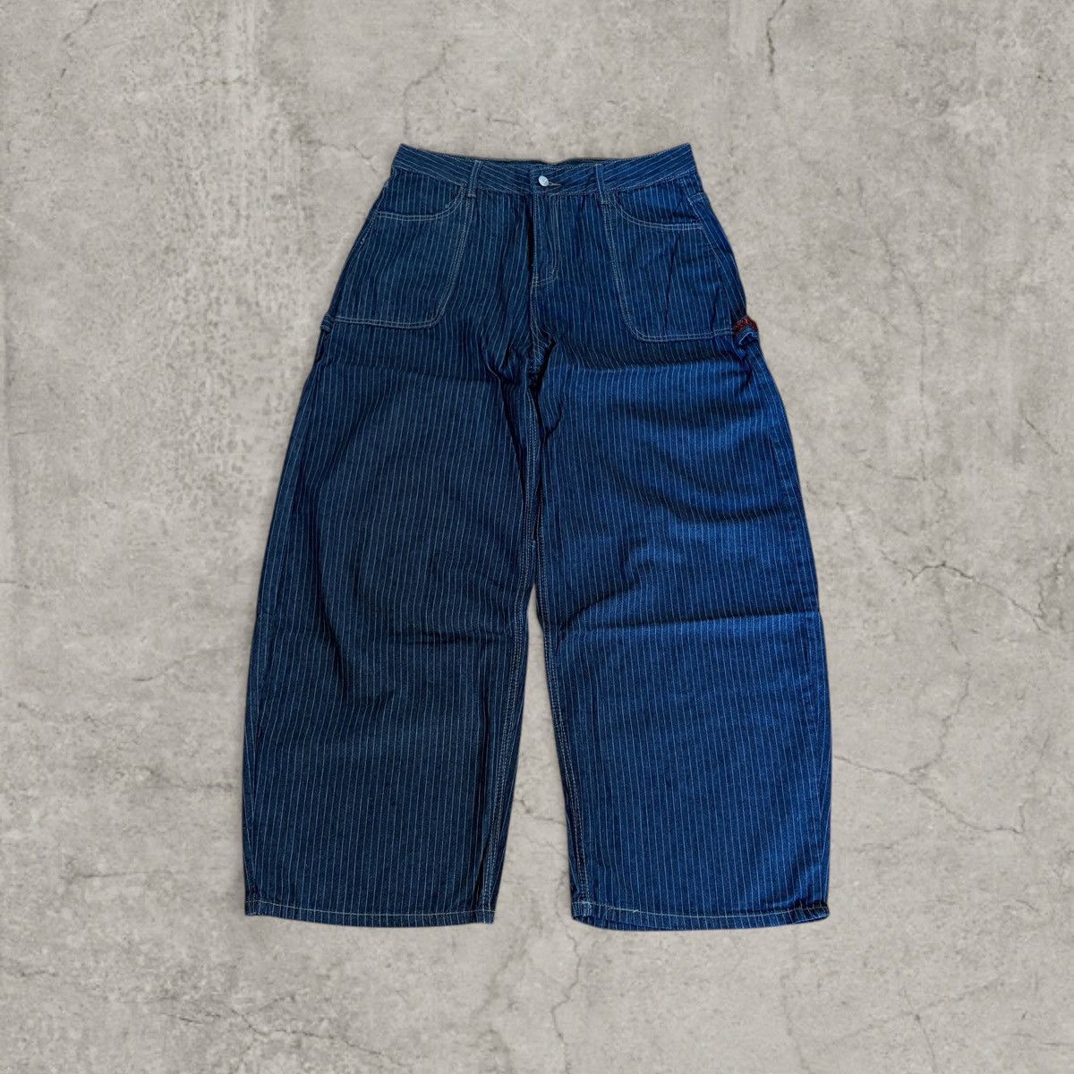 Japanese Brand Cool wide skater Japanese style jeans pinstripe navy. Size S Size US 34 / EU 50 - 1 Thumbnail