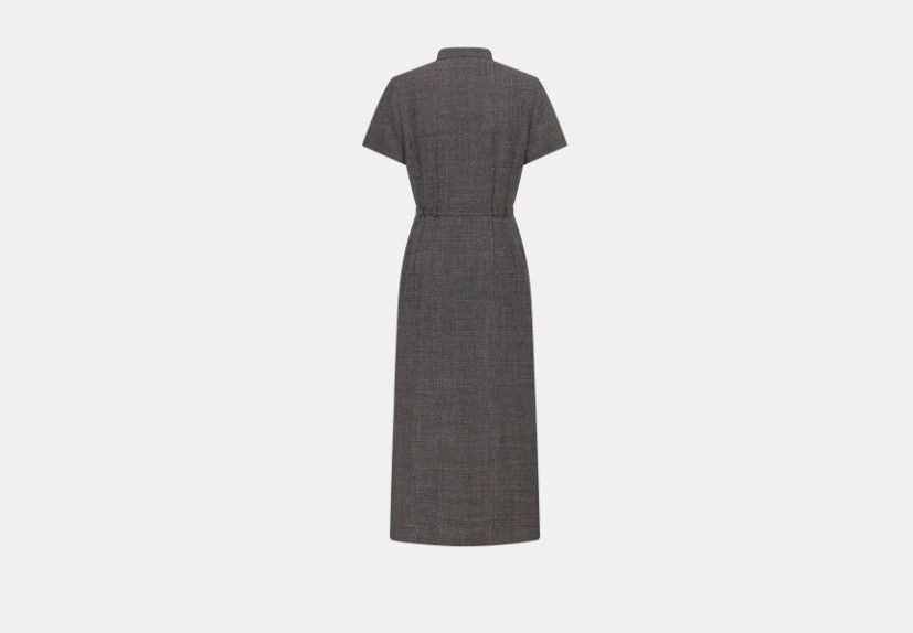 Dior o1w1db10824 Belted Mid-Length Dress in Grey Black Size S / US 4 / IT 40 - 2 Thumbnail