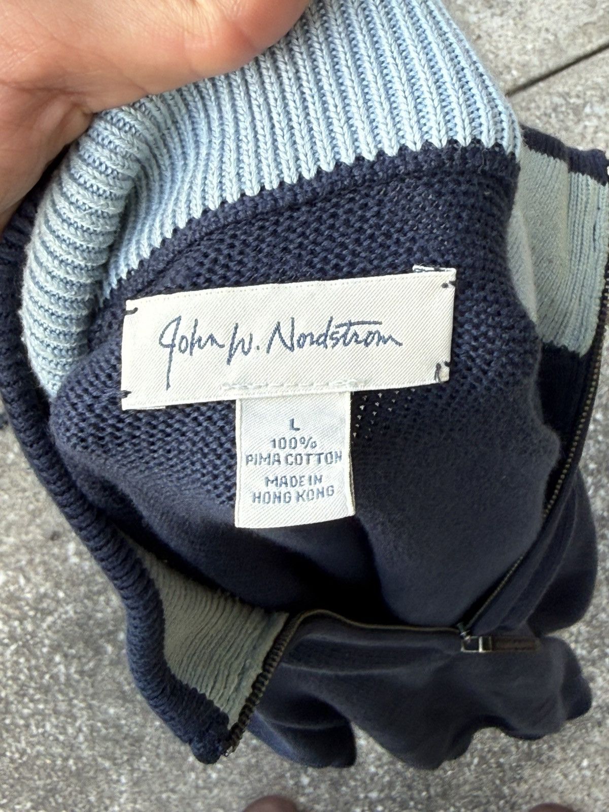 Nordstrom John W. Nordstrom Blue Quarter Zip Knit Pullover Sweatshirt Size US L / EU 52-54 / 3 - 3 Thumbnail