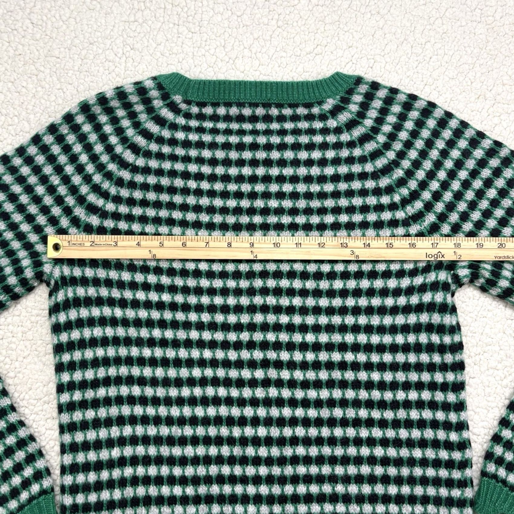 Talbots Talbots Crewneck Pullover Sweater S Women Green Geometric Jacquard Knit Lightweight Holiday Scallop Hem Regular Size Small NWT Size S / US 4 / IT 40 - 6 Thumbnail