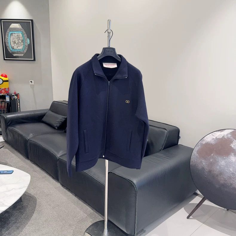 Valentino Valentino Dark blue stand-up collar logo long-sleeved spor Size US XL / EU 56 / 4 - 1 Thumbnail