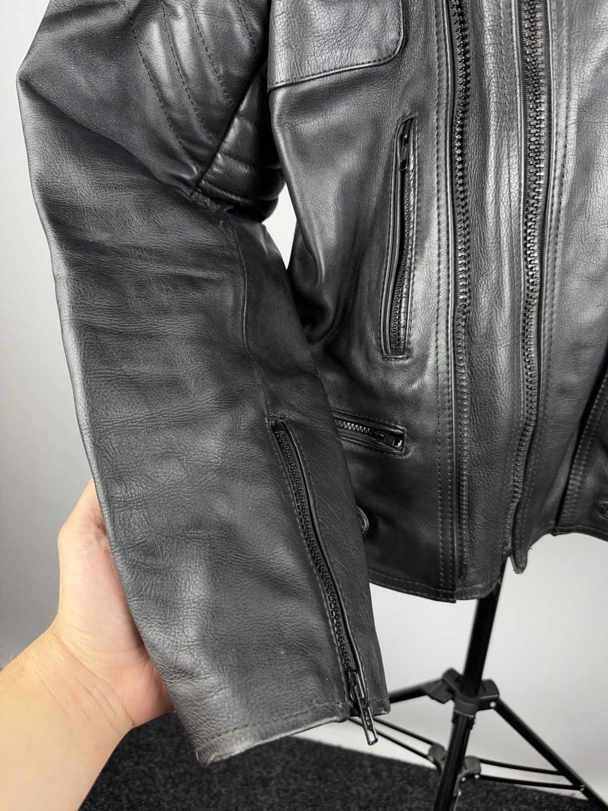 Leather Vntg 00s Heavy Leather Racing MOTO Bomber Jacket Punk Size US S / EU 44-46 / 1 - 3 Thumbnail