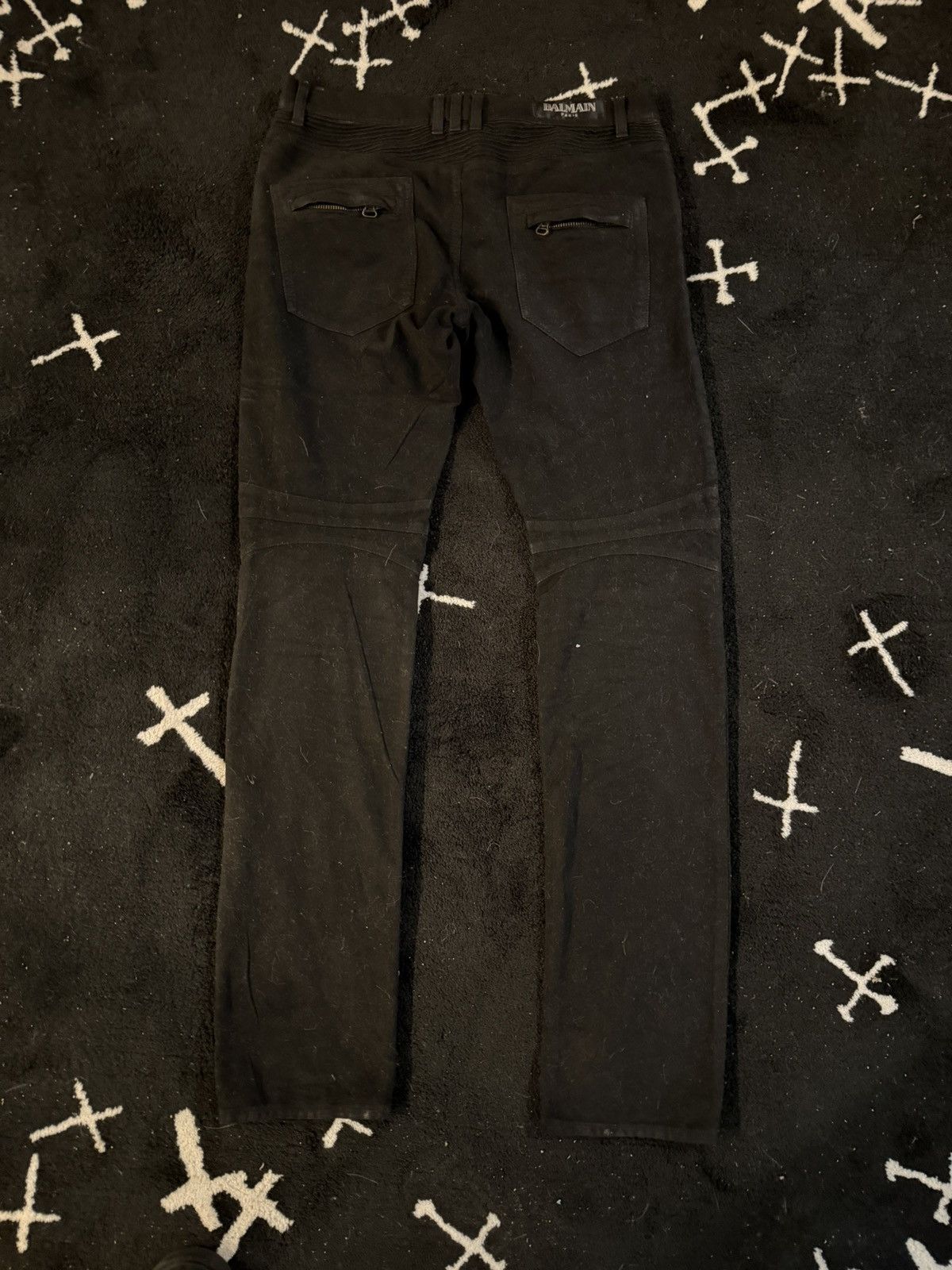 Balmain BALMAIN BIKER LEATHER PANTS SUEDE DECARNIN ERA Size US 32 / EU 48 - 2 Thumbnail