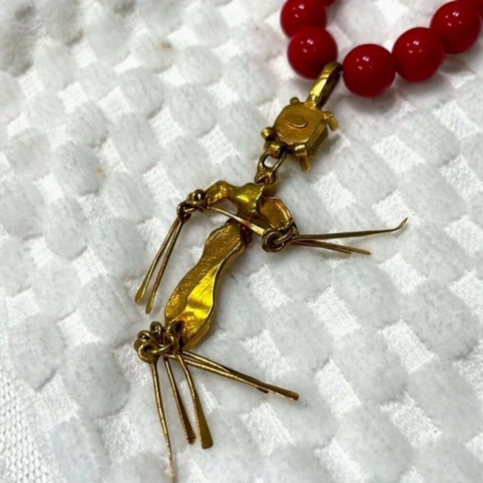 Valentino Valentino red Ribbon Tie Beaded Pendant Necklace Size ONE SIZE - 11 Thumbnail
